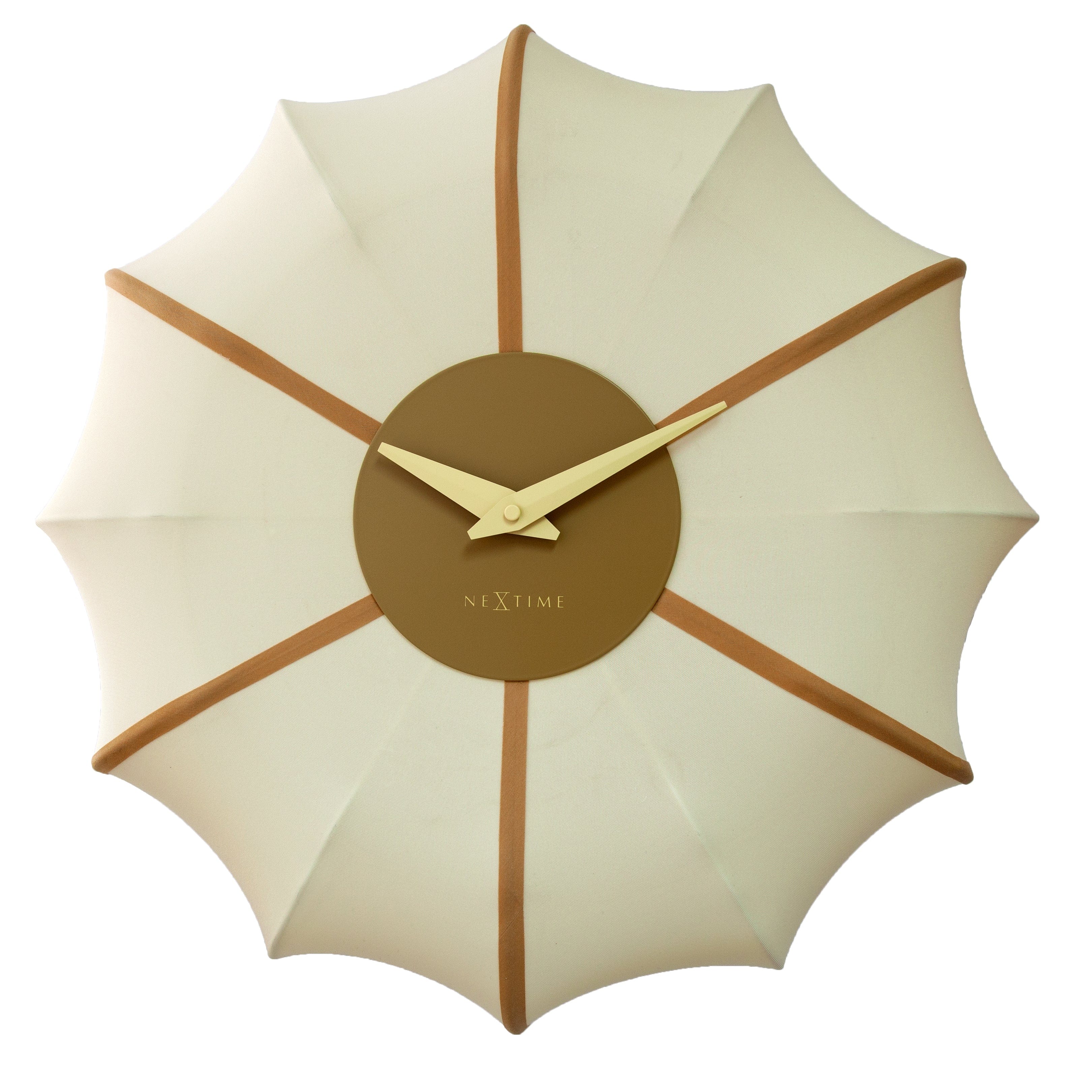 nextime-ultimo-wanduhr-50cm-silent-stoff-metall-champagner-creme-gr-n image 1