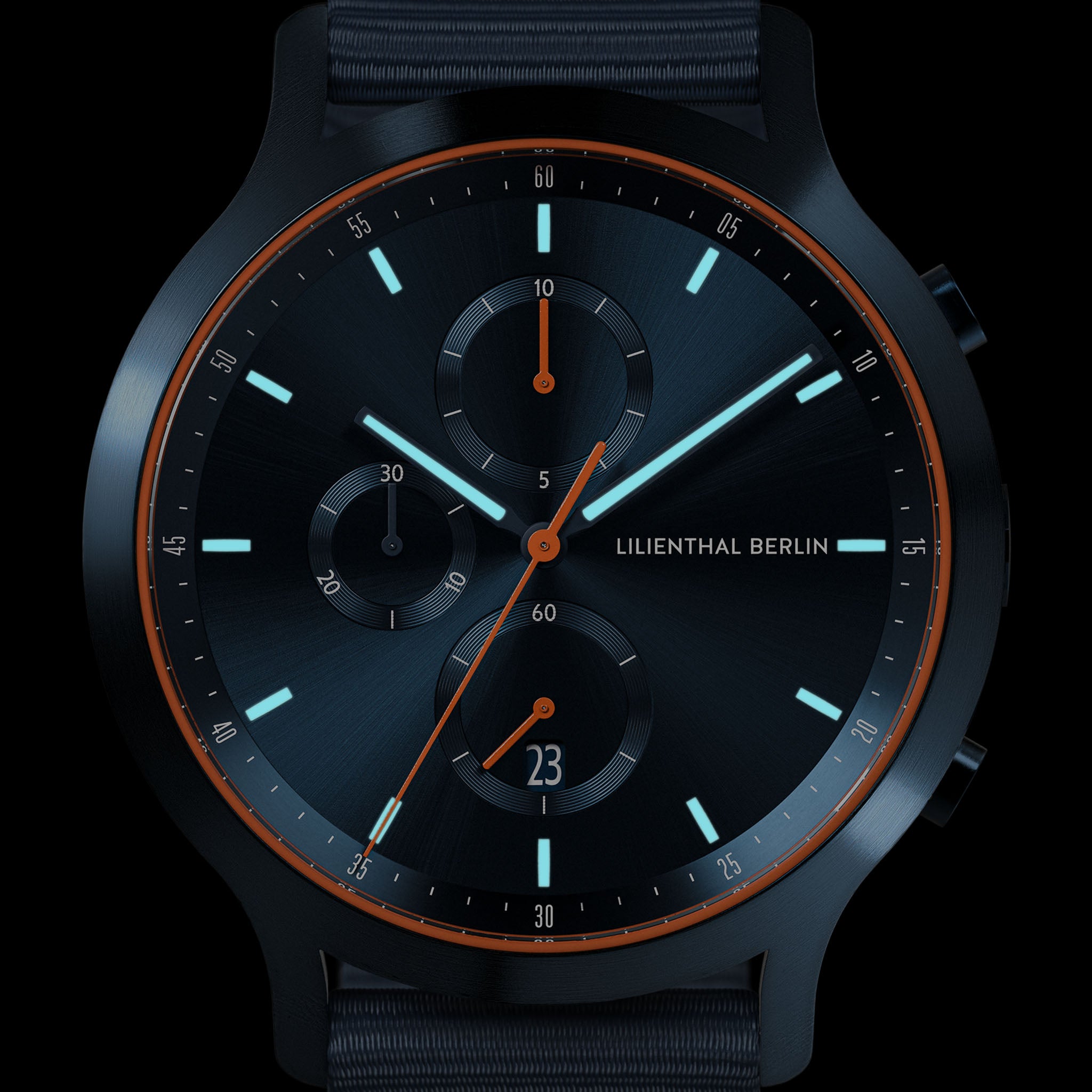 lilienthal-berlin-chronograph-blue-orange-herrenuhr-midnight-blue image 7