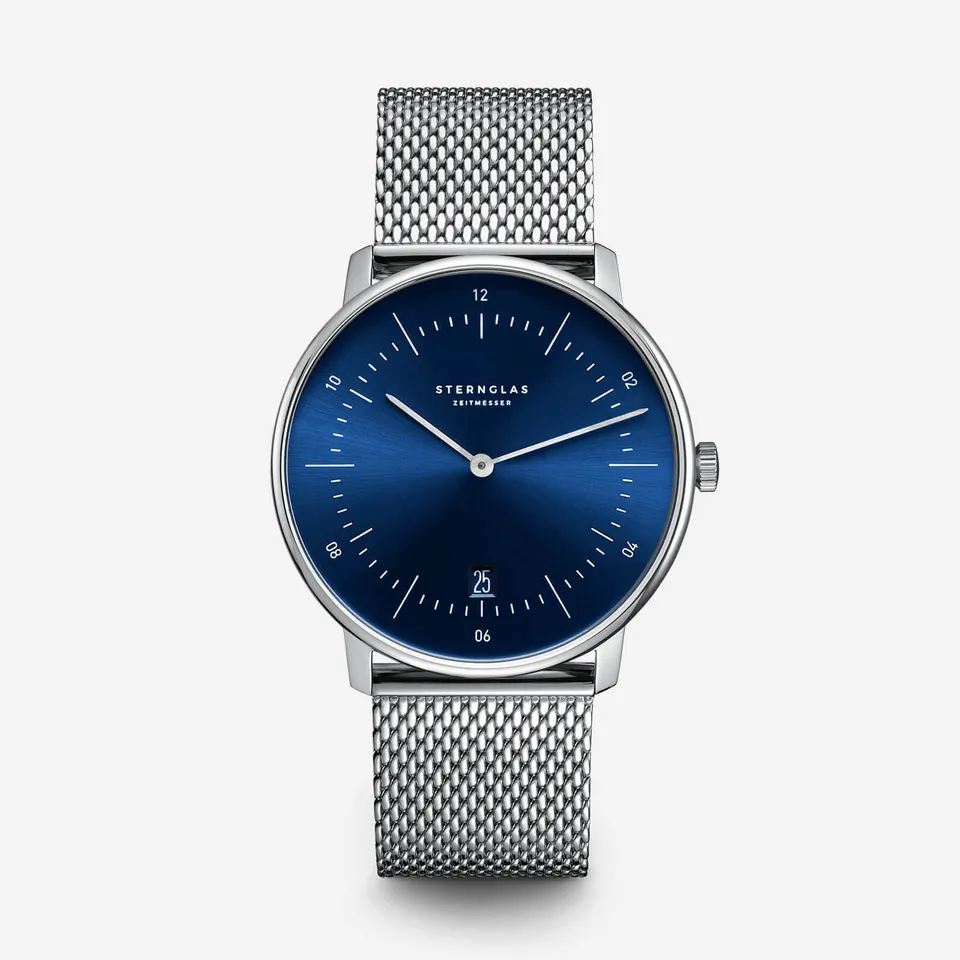 sternglas-naos-quarzuhr-38-mm-tiefblau-mit-edelstahlarmband image 1