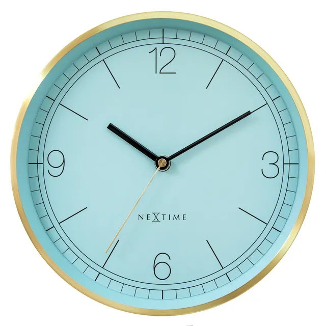 nextime-bolero-wanduhr-25-cm-leise-metall-gr-n-t-rkis-gold image 1