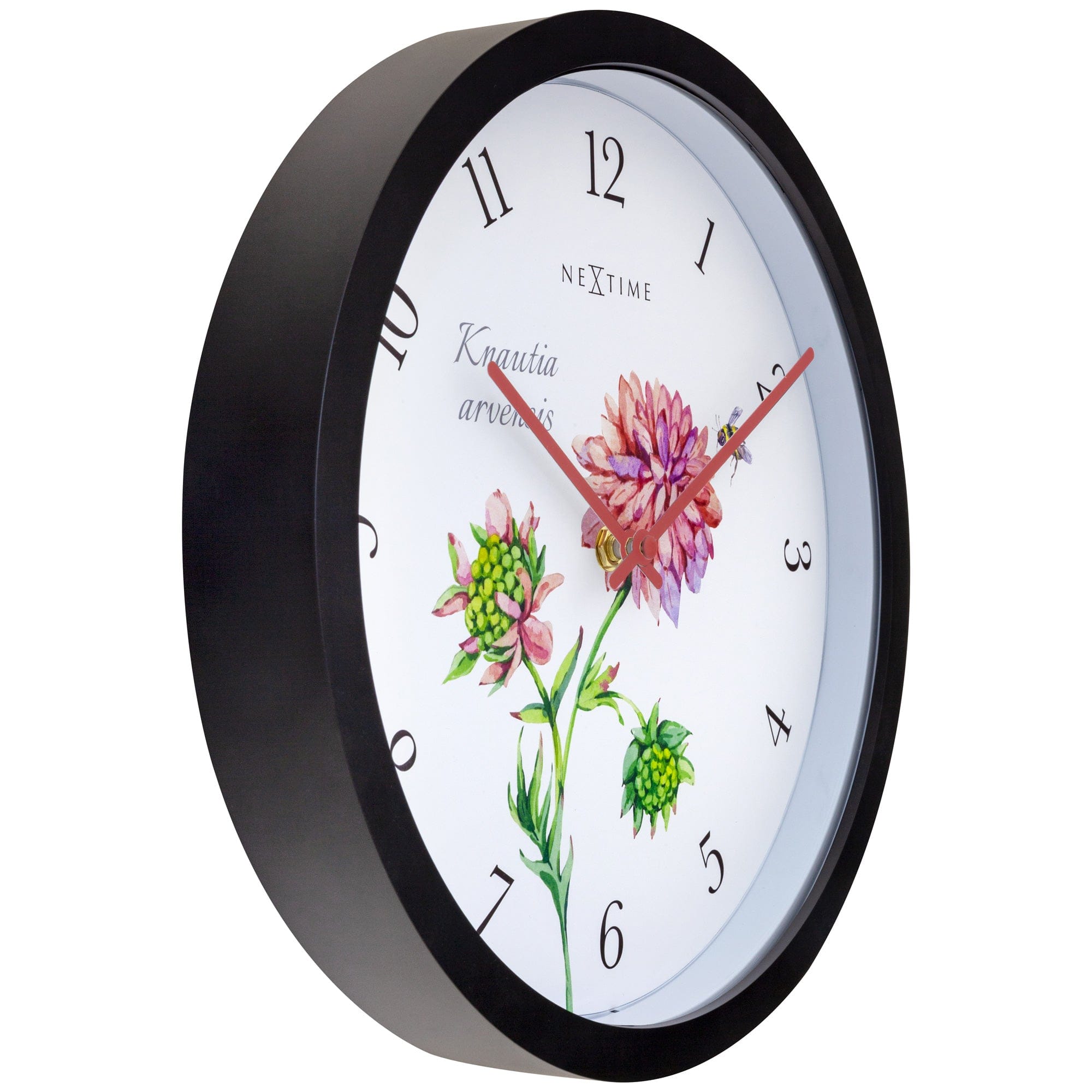 nextime-knautia-wetterfeste-outdoor-wanduhr-30-5-cm-schwarz-mit-vintage-blumen image 2
