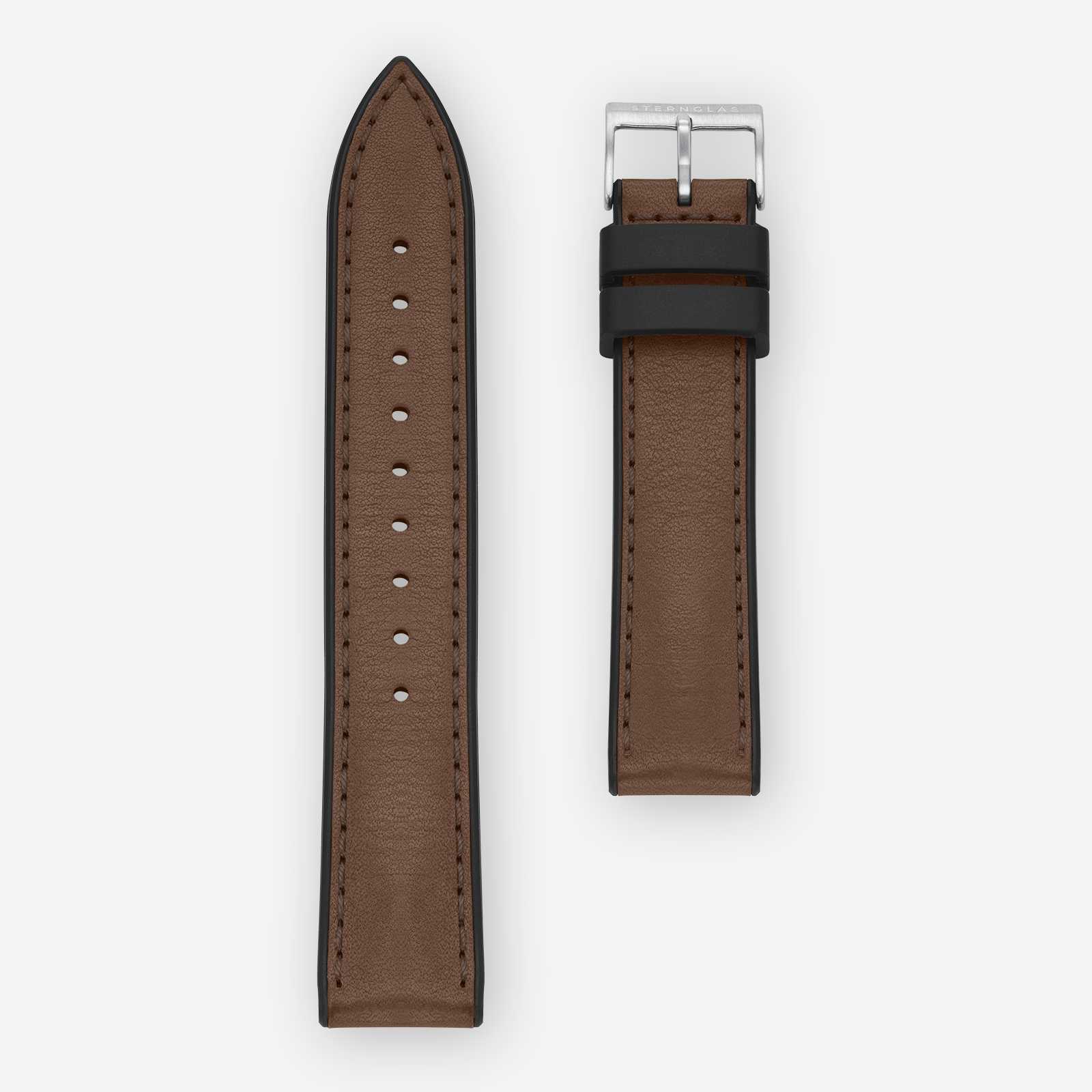 sternglas-hybrid-armband-20-mm-dunkelbraun-leder-silikon image 1
