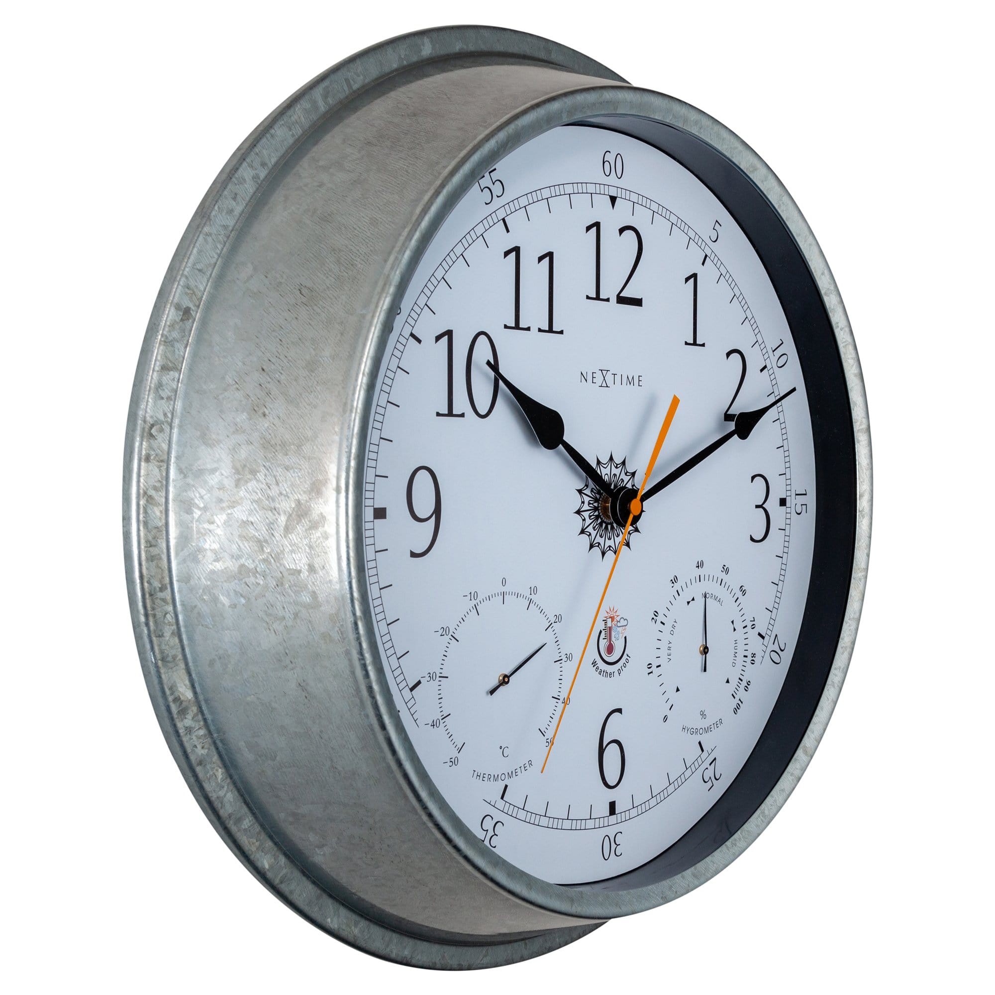 nextime-tulip-outdoor-wetterstation-40-5-cm-metall-galvanized-wanduhr-mit-temper image 2