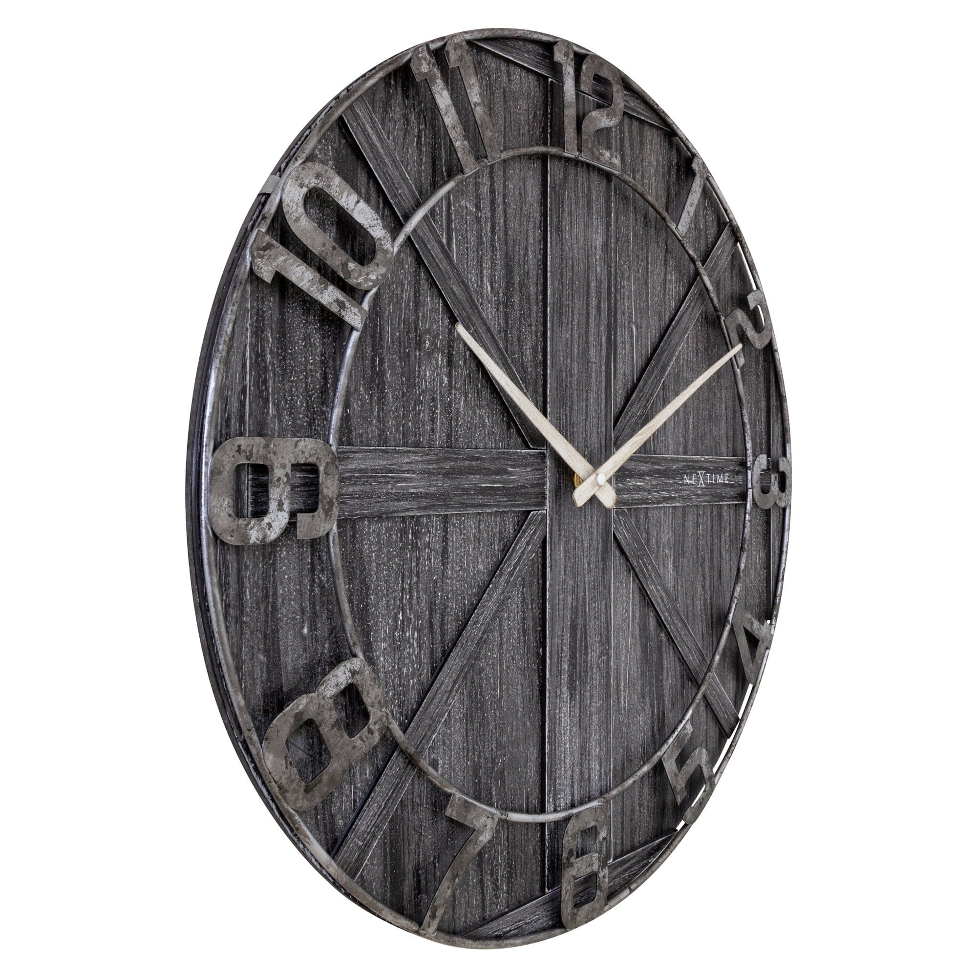 nextime-york-gro-e-wanduhr-50-cm-lautlos-holz-metall-schwarz image 2