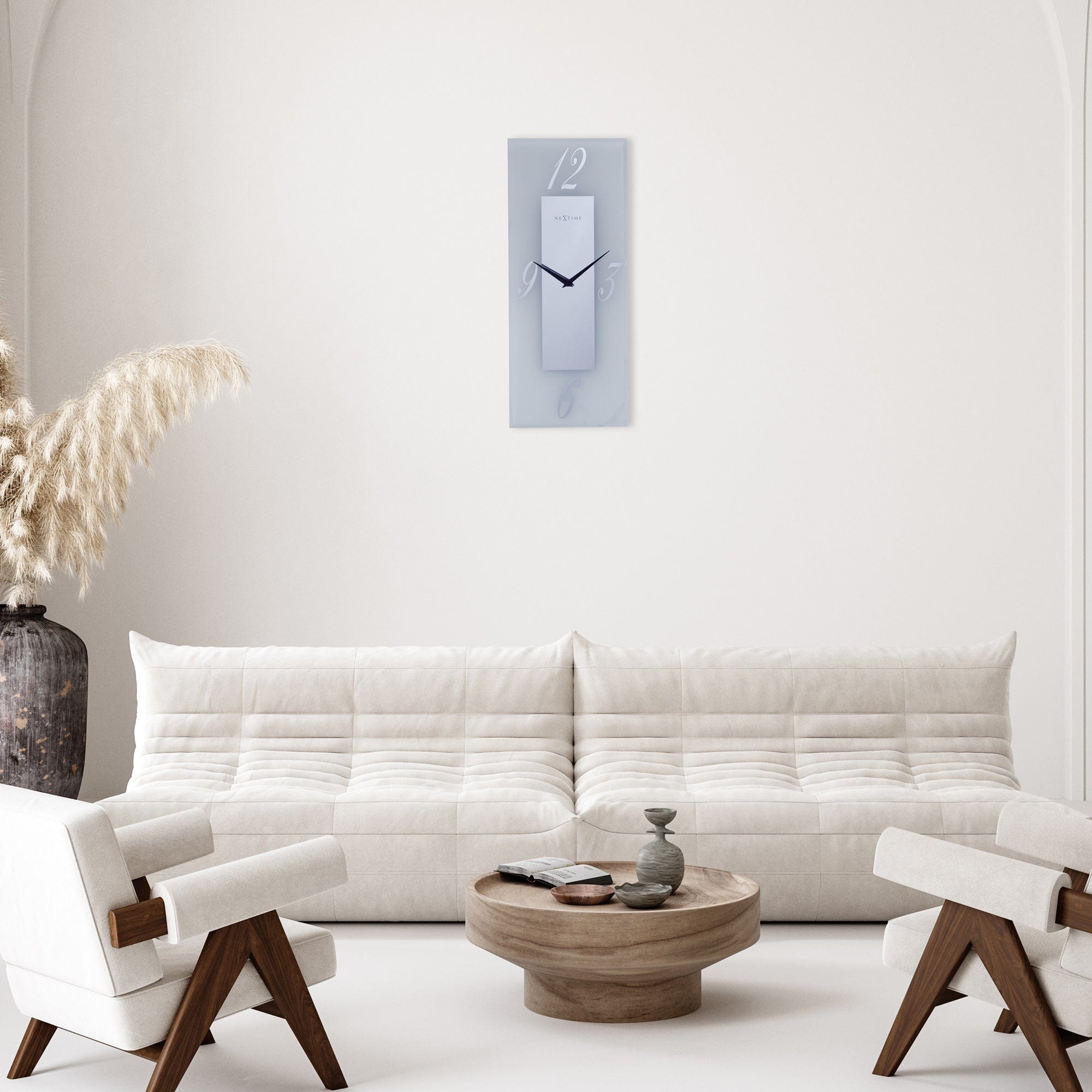 nextime-dali-wanduhr-20x50cm-lautlos-glas-frosted-mirror-silber image 6