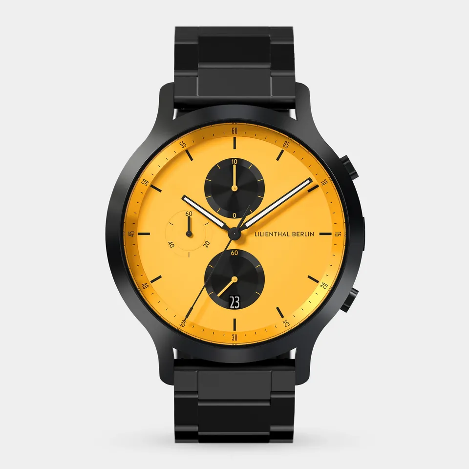 lilienthal-berlin-chronograph-line-2-grau-gelb-herrenuhr image 1