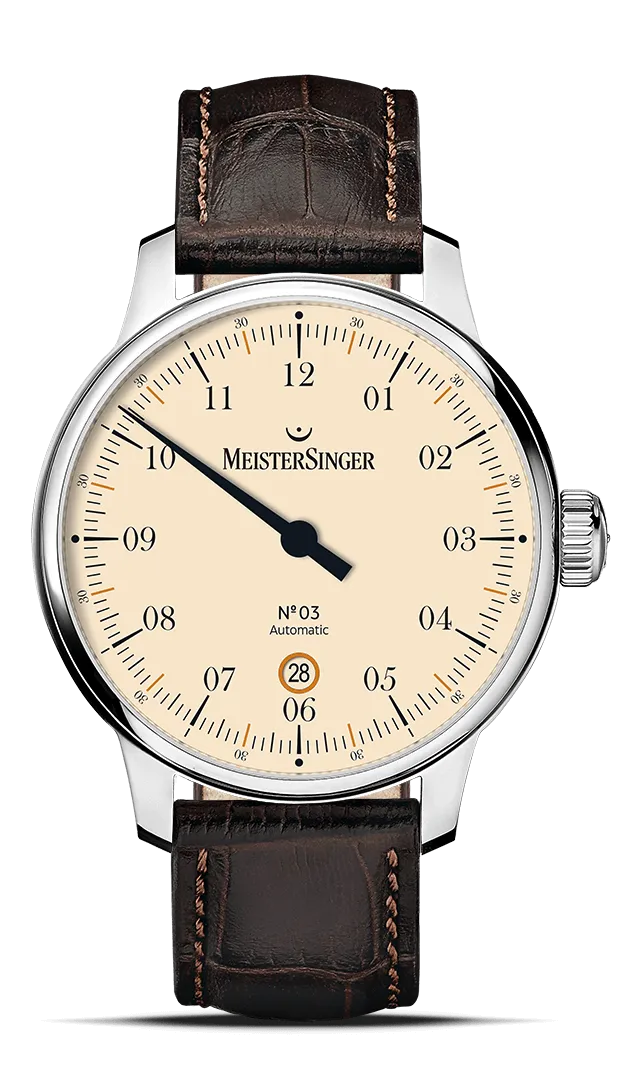 meistersinger-03-40-mm-armbanduhr-elfenbein-einzeiger image 1
