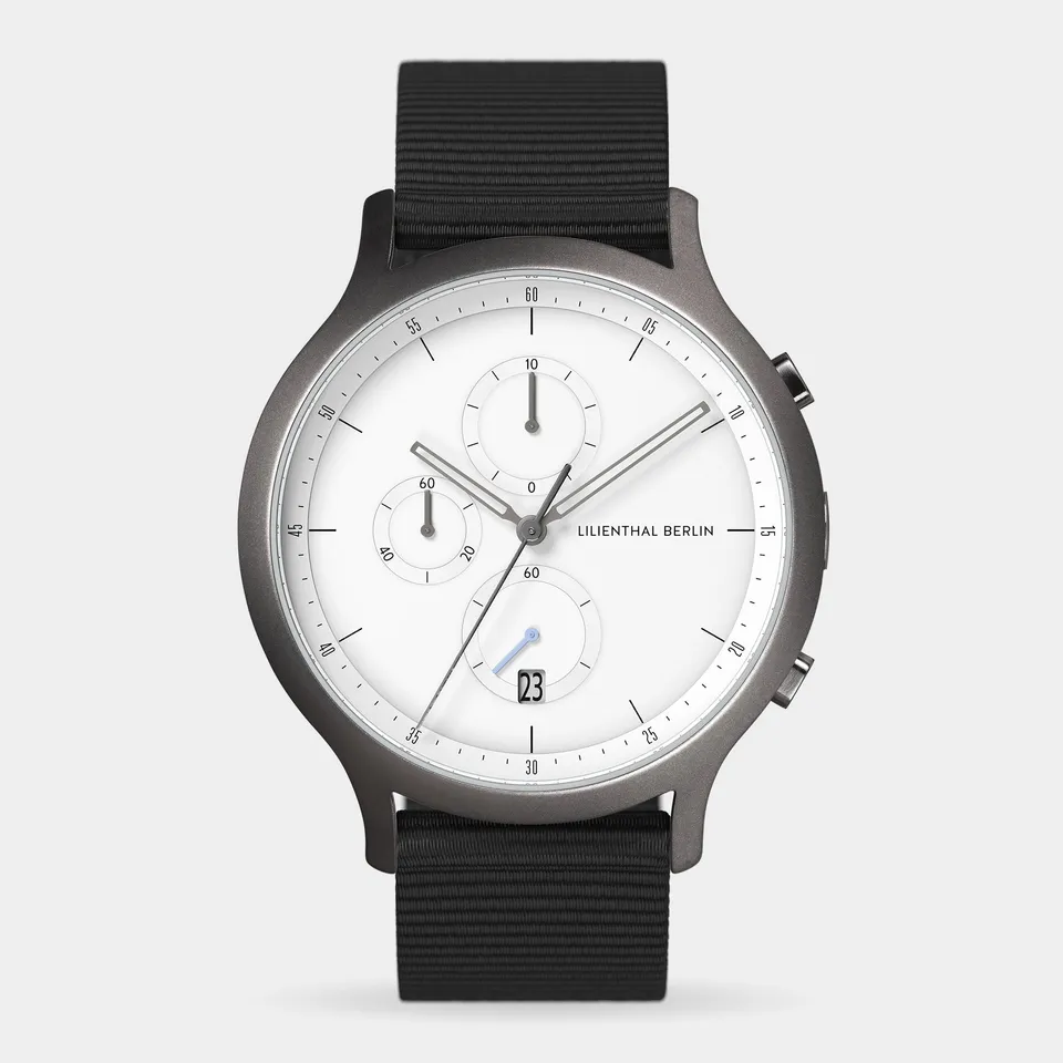 lilienthal-berlin-chronograph-dark-silver-white-chronographenuhr image 1