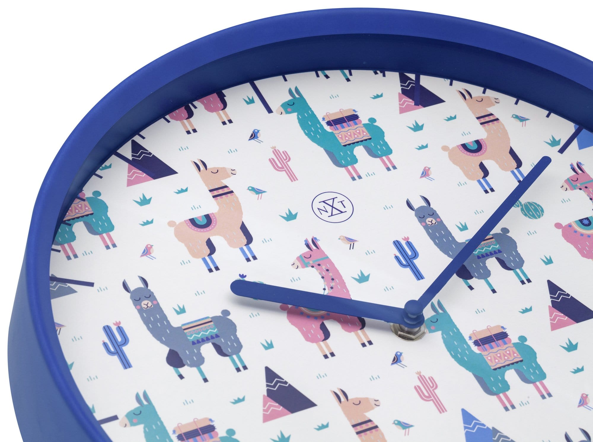 nextime-alpaca-wanduhr-30cm-lautlos-kunststoff-blau-mit-alpaka-print image 6