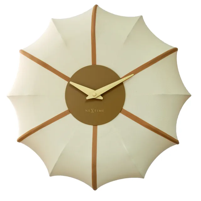 nextime-ultimo-wanduhr-50cm-silent-stoff-metall-champagner-creme-gr-n image 1