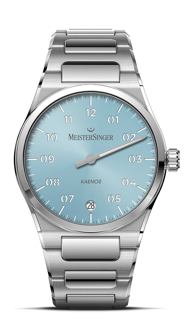 meistersinger-kaenos-einzeiger-armbanduhr-sonnenschliff-eisblau image 1
