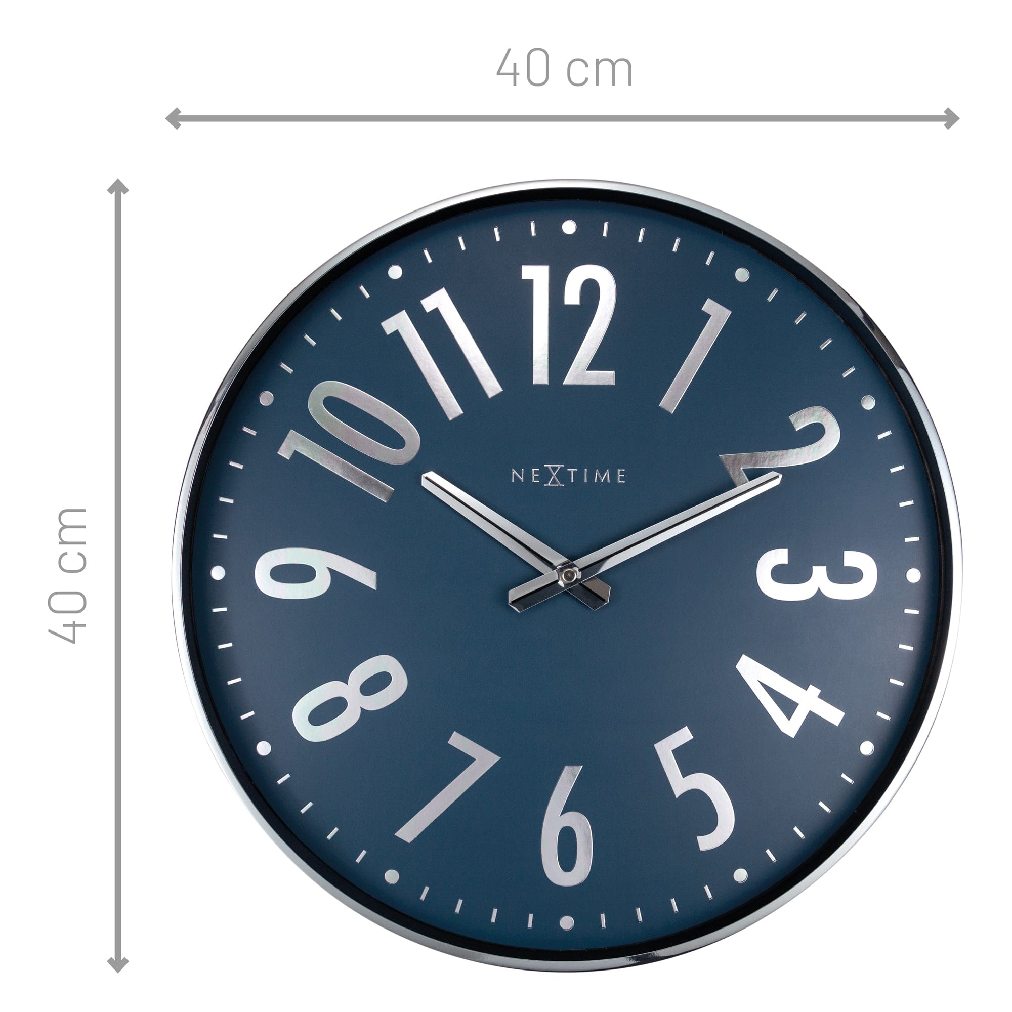 nextime-alchemy-wanduhr-40cm-lautlos-metall-silber-blau image 5