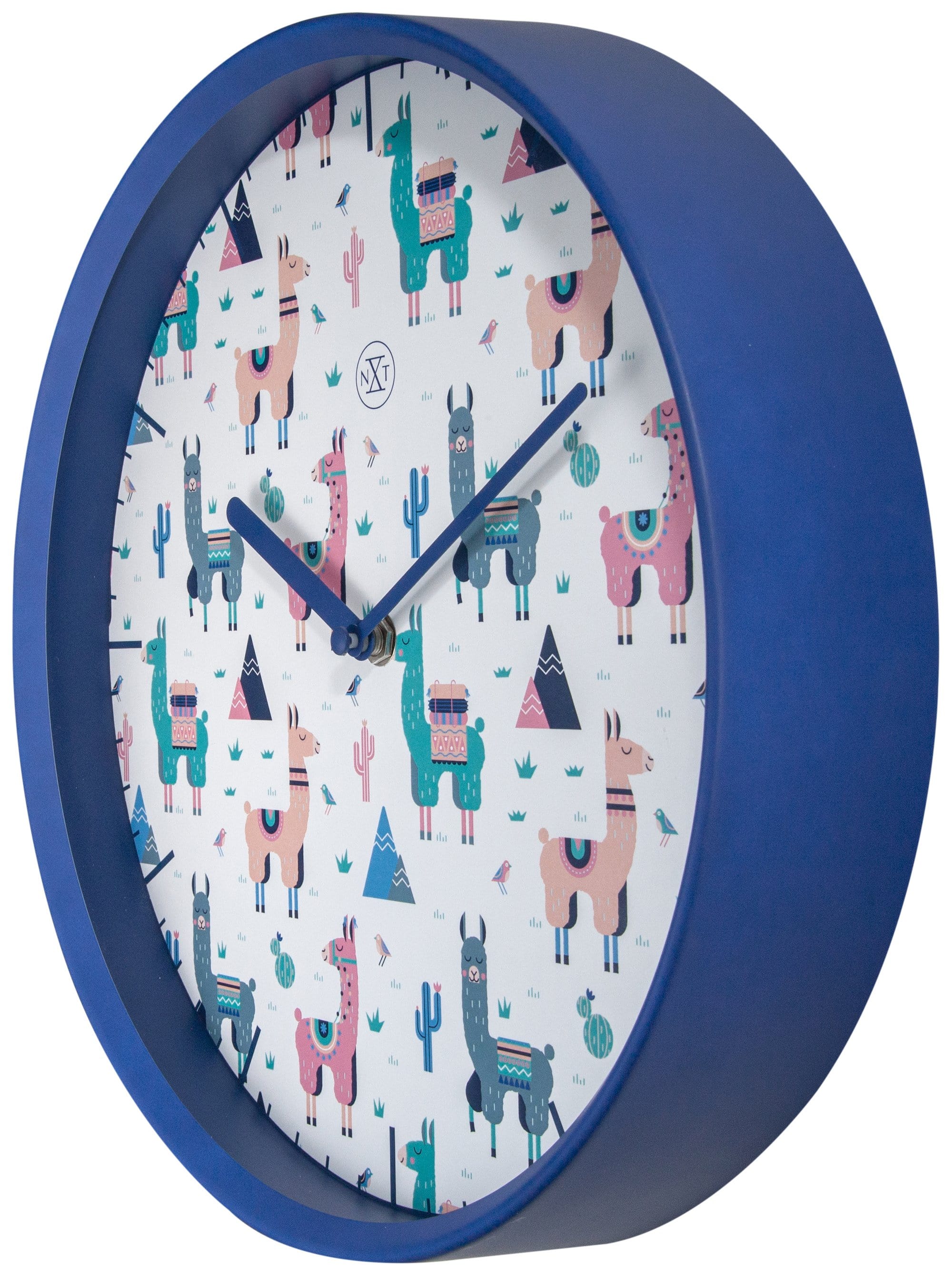 nextime-alpaca-wanduhr-30cm-lautlos-kunststoff-blau-mit-alpaka-print image 3