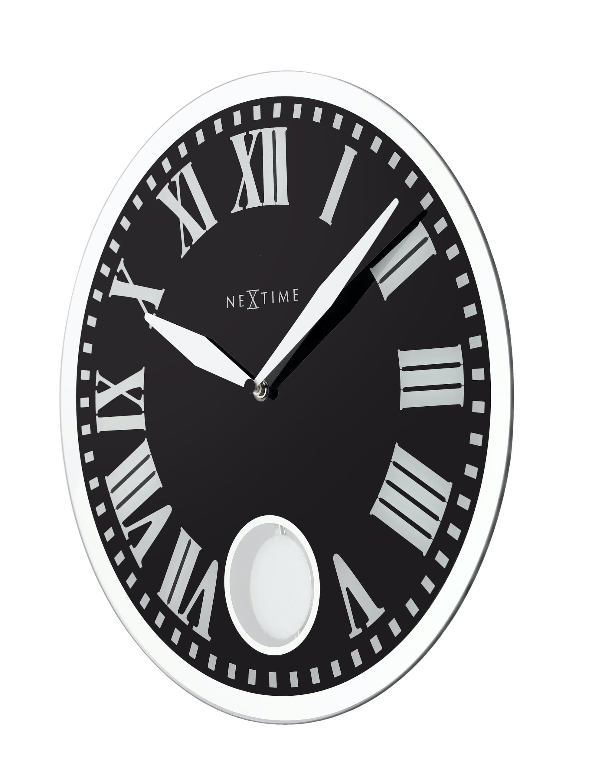 nextime-romana-wanduhr-glas-43-cm-mit-pendel-schwarz-altwei image 3