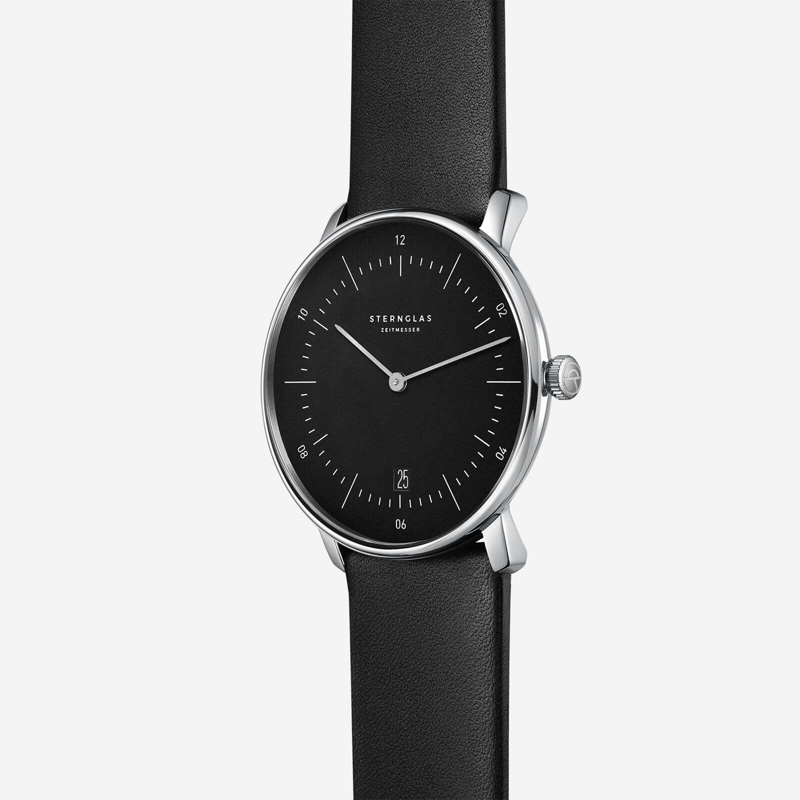 sternglas-naos-pianoschwarz-armbanduhr-38-mm-quarz-saphirglas-leder image 4