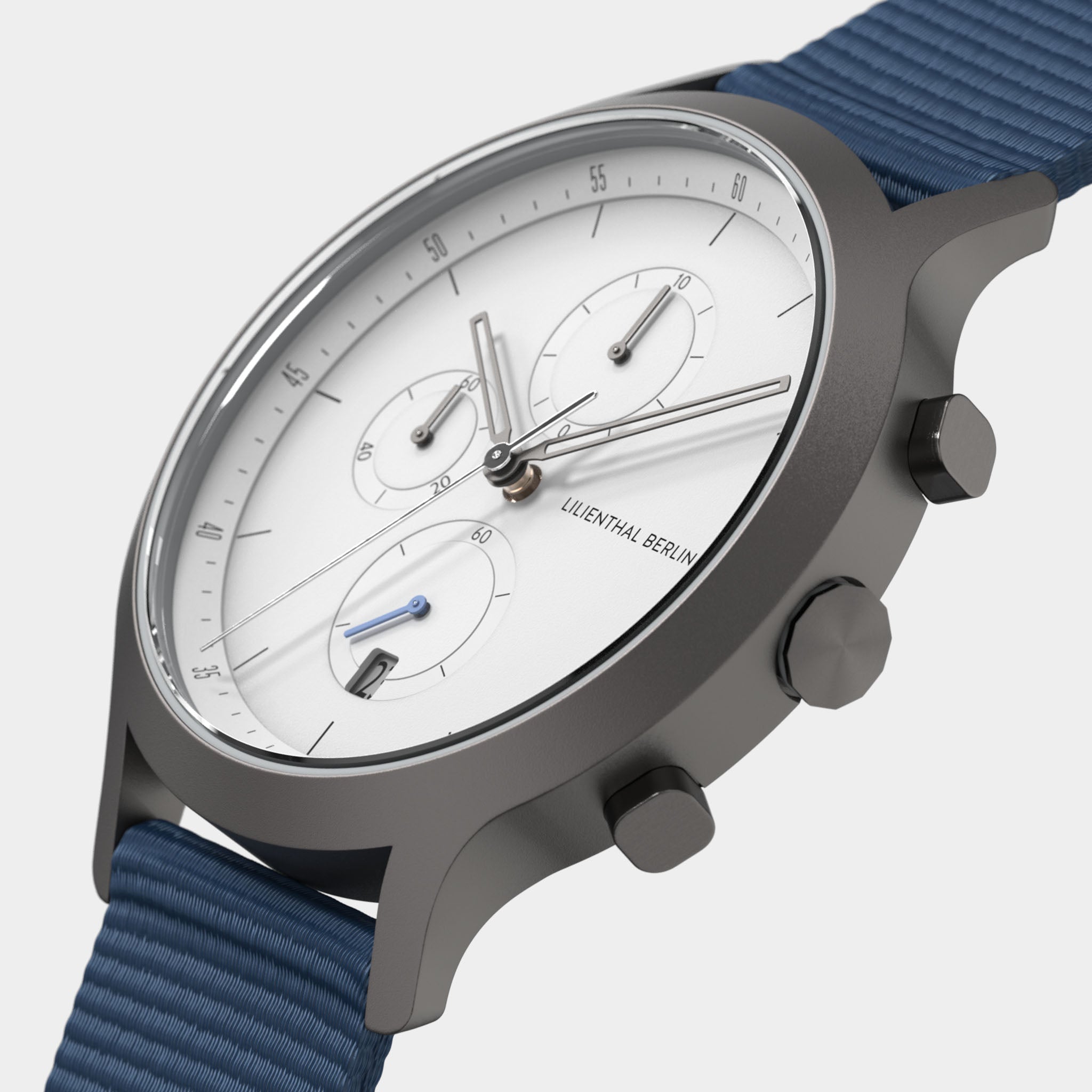 lilienthal-berlin-chronograph-dark-silver-white-recyceltes-pet-armband image 2