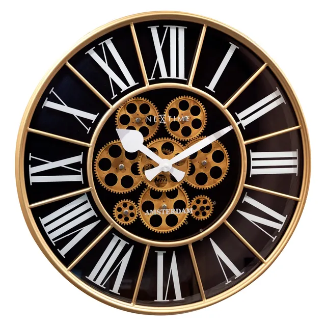 nextime-william-moving-gear-wanduhr-50-cm-gro-e-zahnrad-uhr-schwarz image 1
