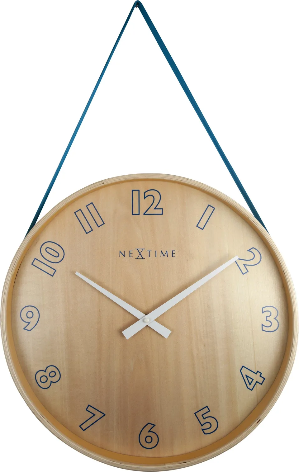 nextime-loop-big-wanduhr-40-x-67-cm-holz-stoff-blau-schwarz-lautlos image 1