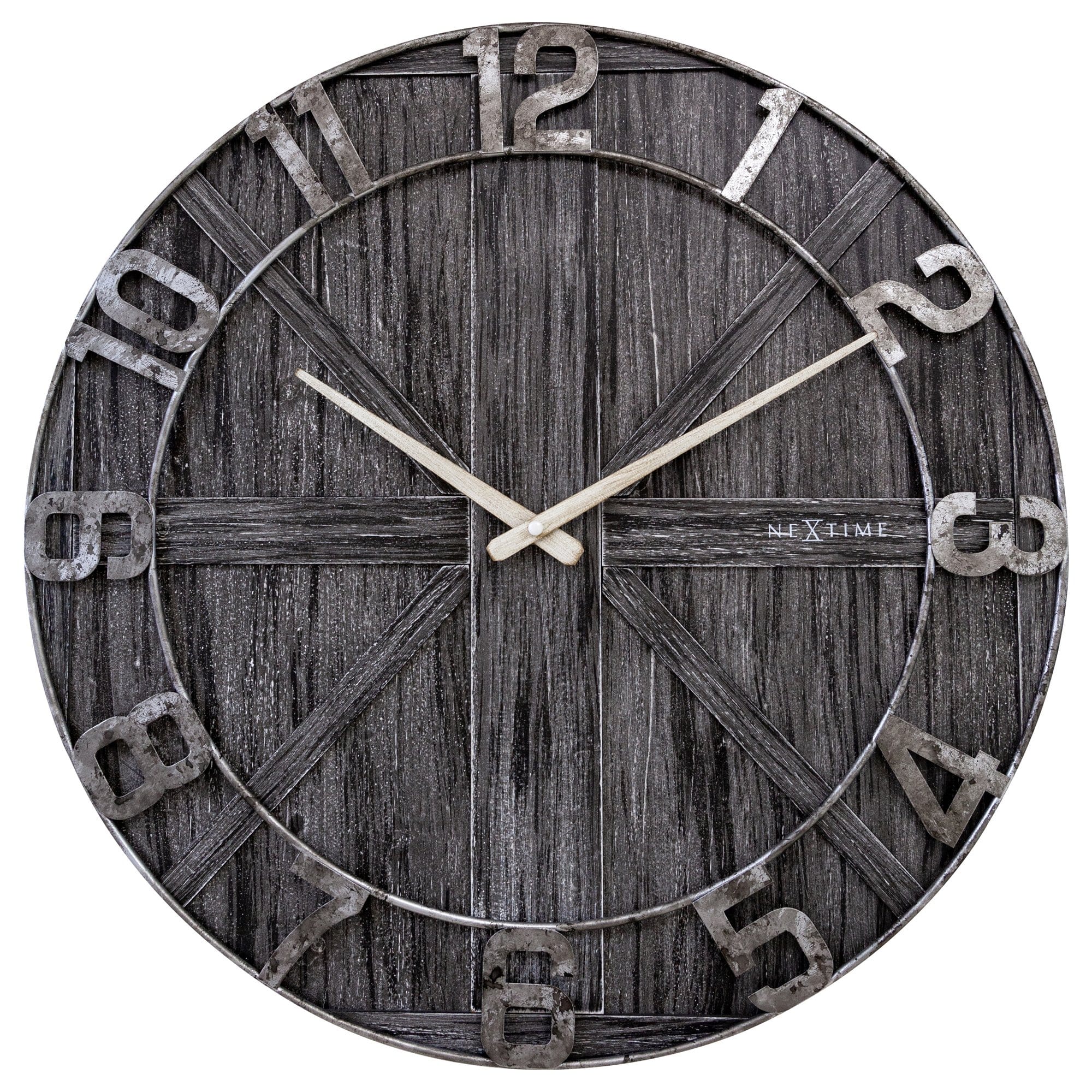 nextime-york-gro-e-wanduhr-50-cm-lautlos-holz-metall-schwarz image 1