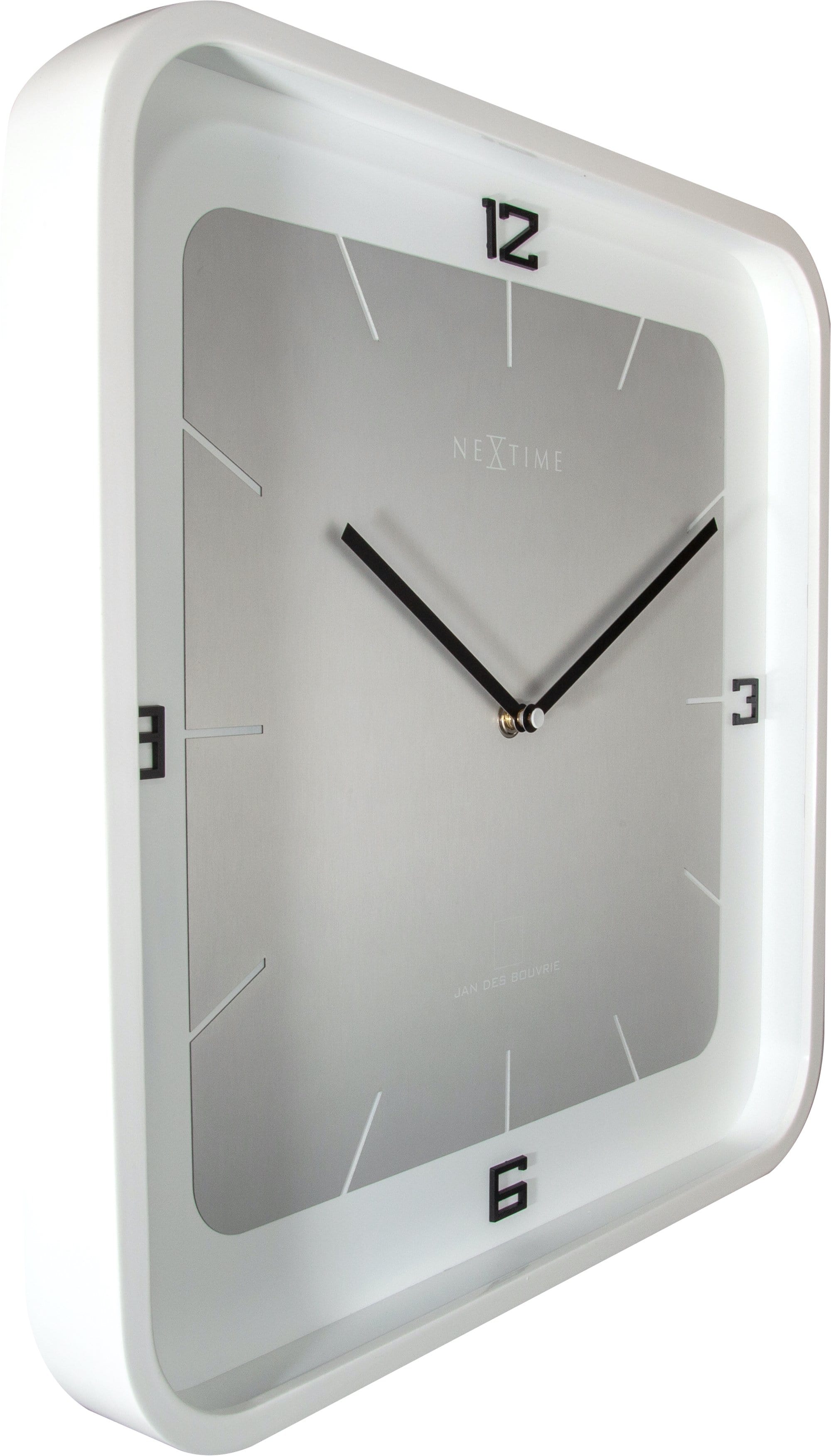 nextime-square-wall-wanduhr-40x40-cm-holz-wei-lautlos image 2