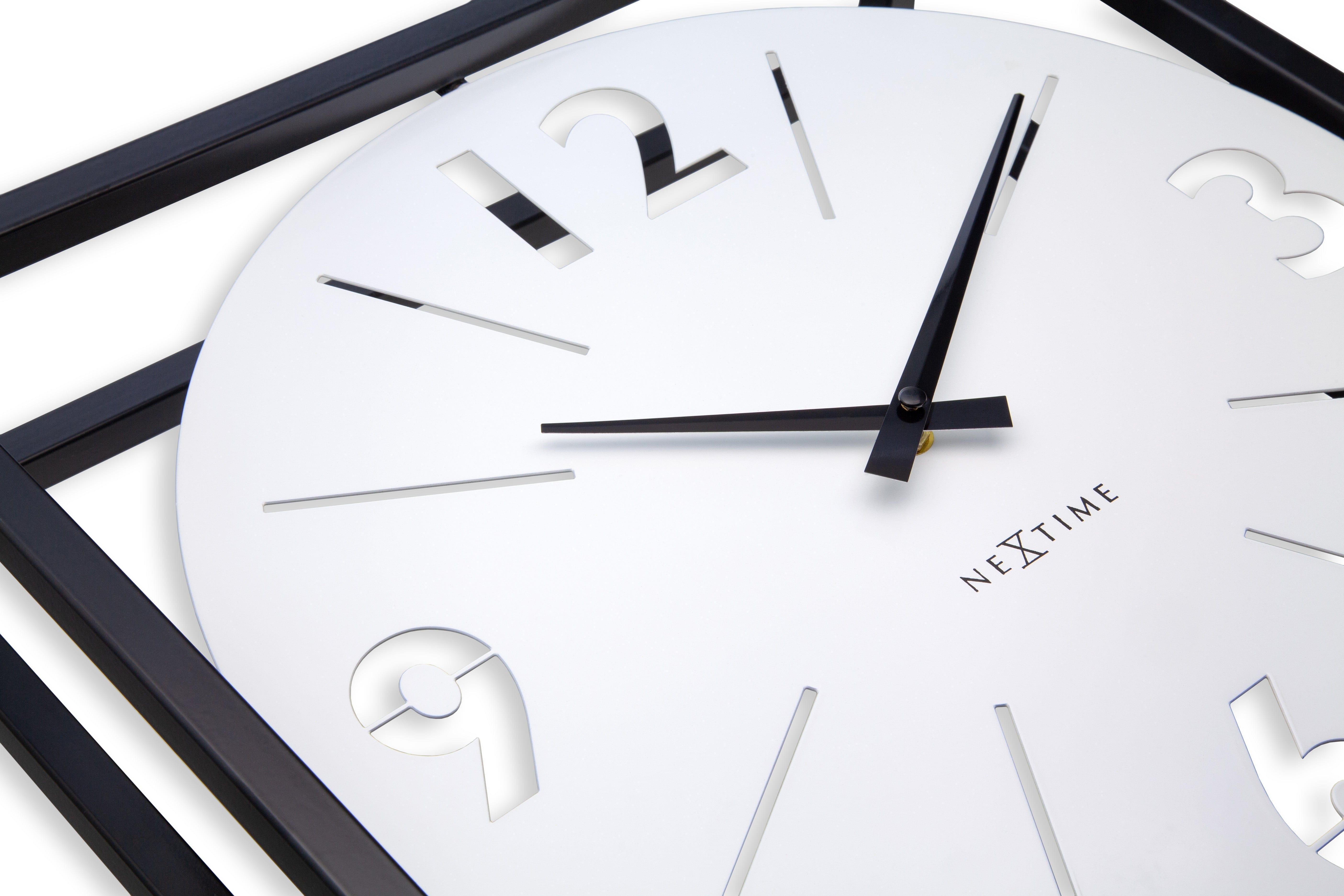 nextime-time-frame-tisch-wanduhr-40-x-40-x-9-5-cm-metall-schwarz-wei-drehbar image 5