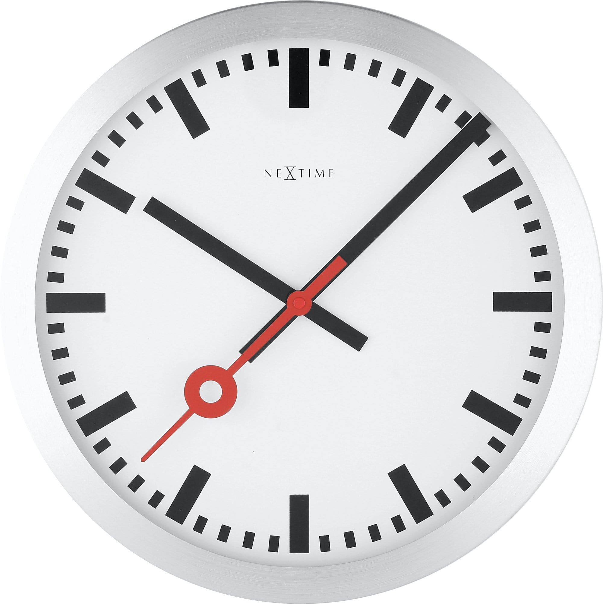 nextime-station-stripe-wand-tischuhr-19-cm-aluminium-wei-lautlos image 1