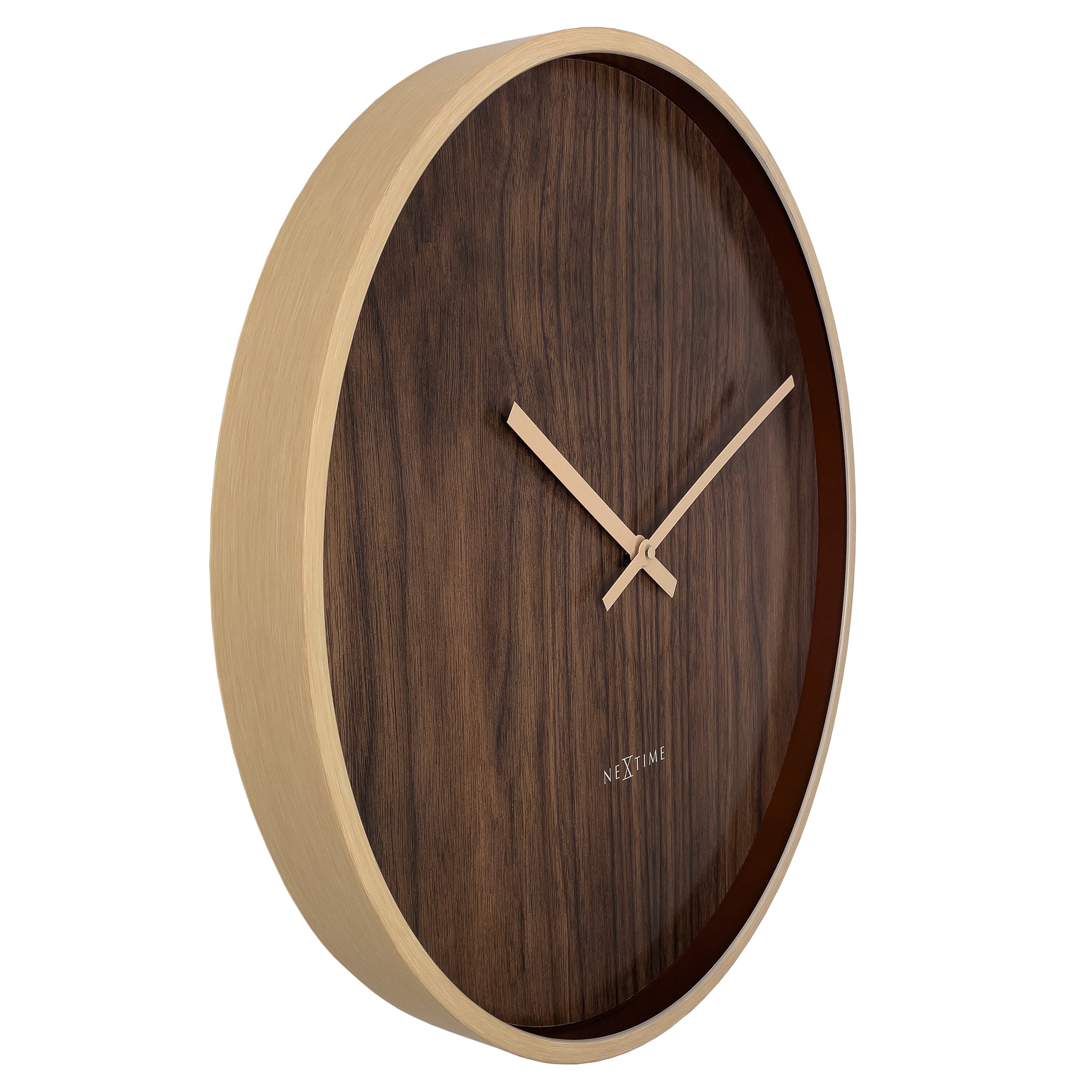 nextime-oslo-large-wanduhr-50-cm-leise-dunkelbraun-hellbraun-japandi-stil image 3