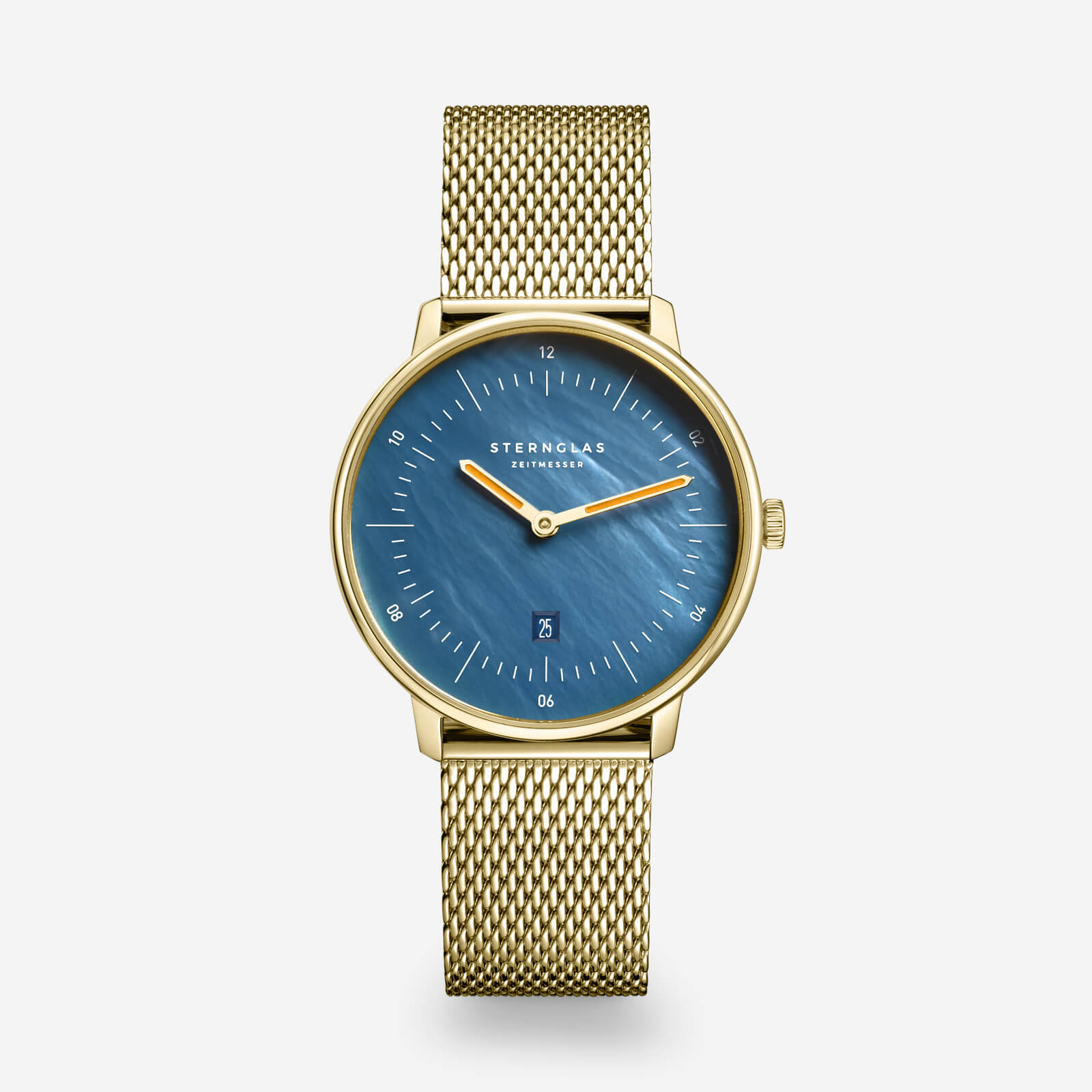 sternglas-naos-xs-edition-perlmutt-dunkelblau-33-mm-damenuhr-leder-gold image 1