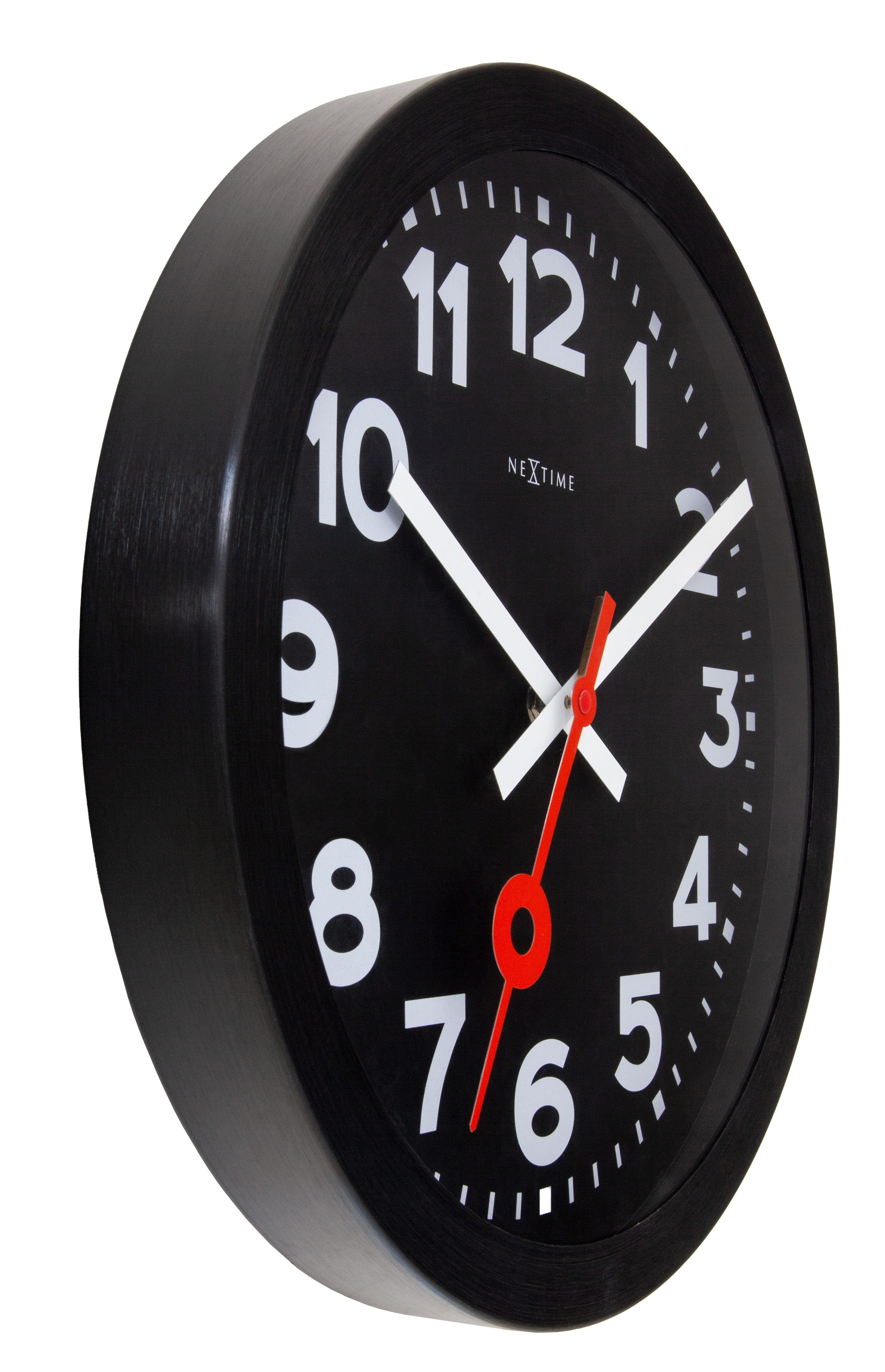 nextime-station-all-black-wanduhr-35-cm-analog-lautlos-schwarz-aluminium image 2