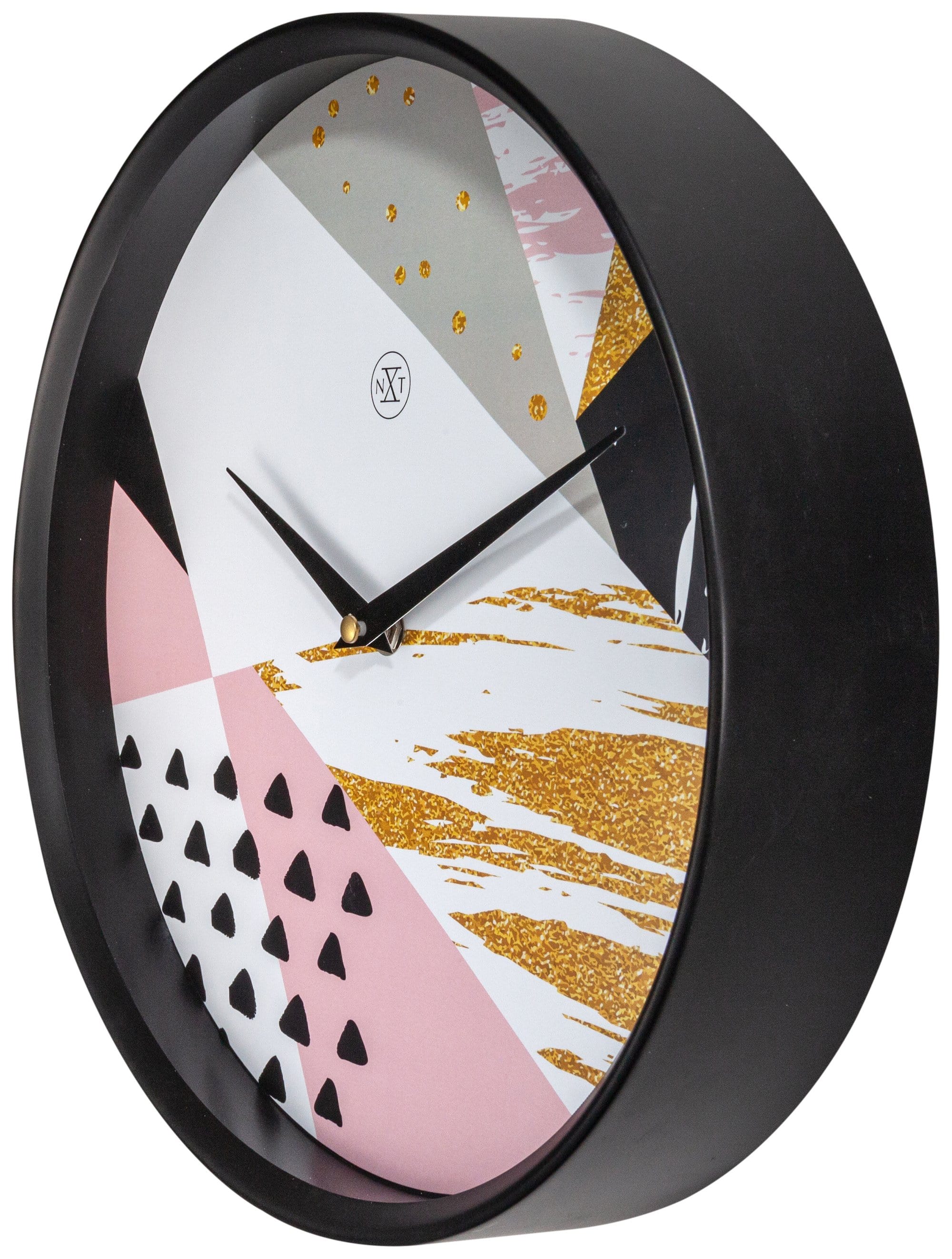 nextime-grace-wanduhr-30-cm-schwarz-kunststoff-lautlos-mit-trend-print image 3
