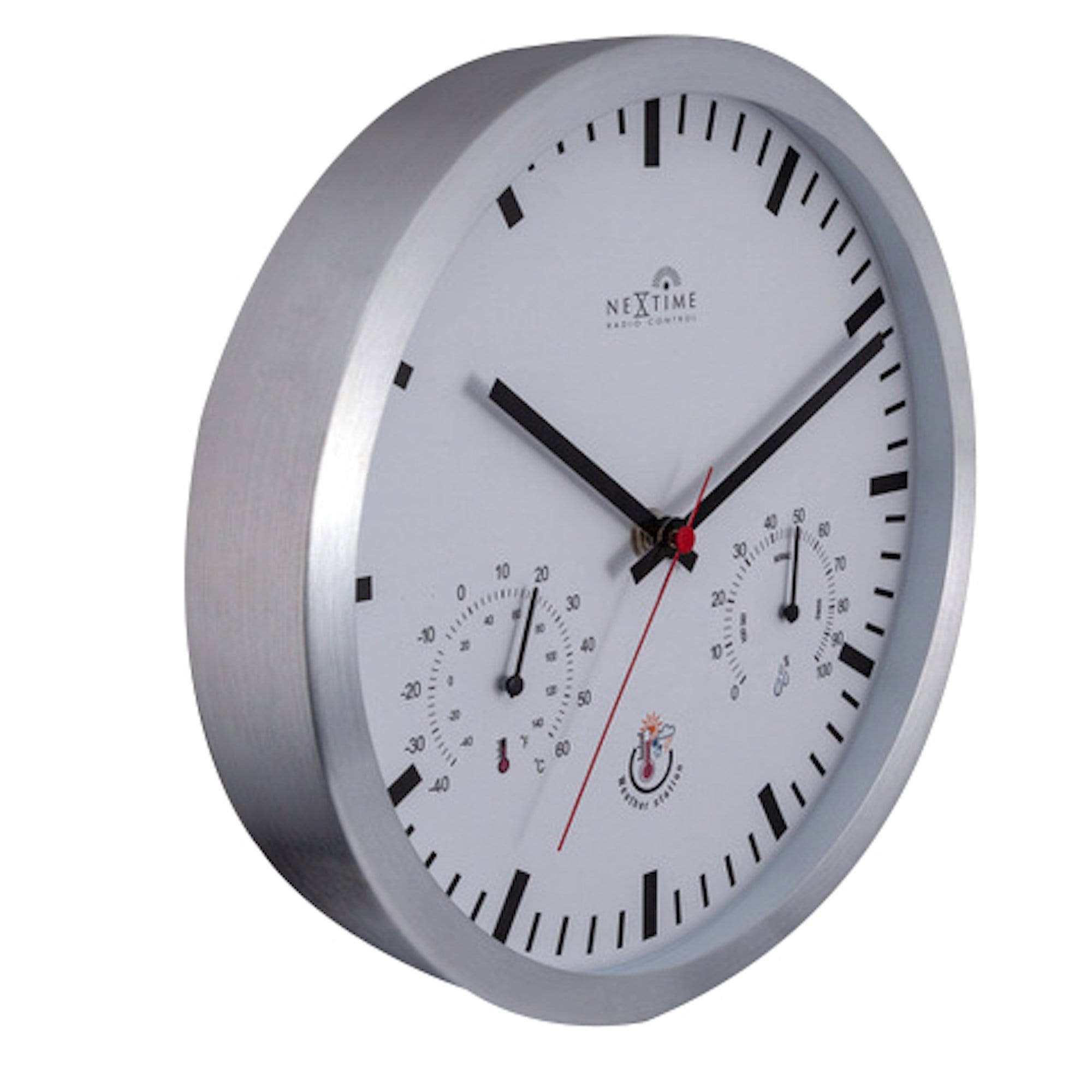 nextime-radio-control-wetterstation-wanduhr-25-cm-schwarz-wei image 2