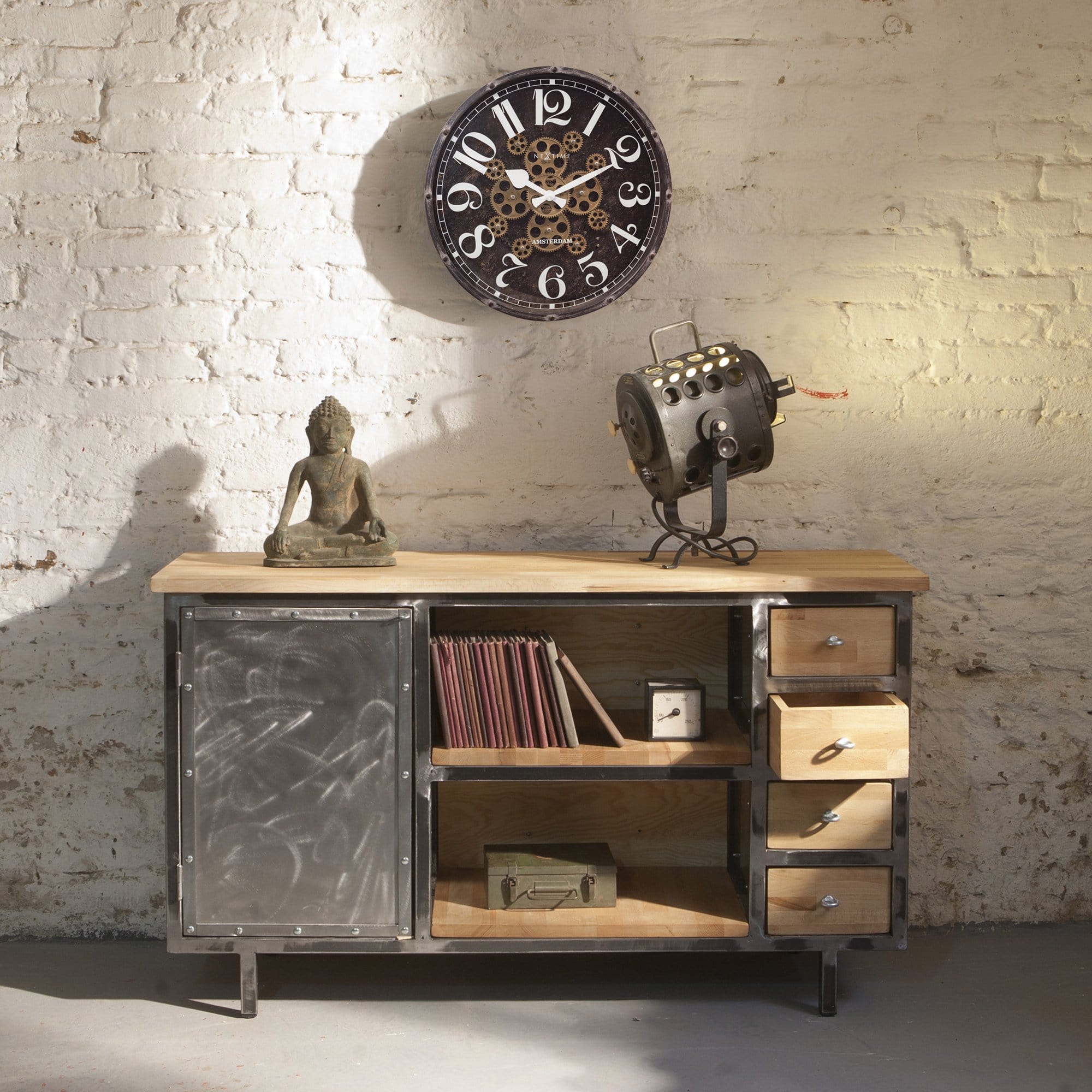 nextime-henry-wanduhr-50-cm-mit-beweglichen-zahnr-dern-schwarz image 7