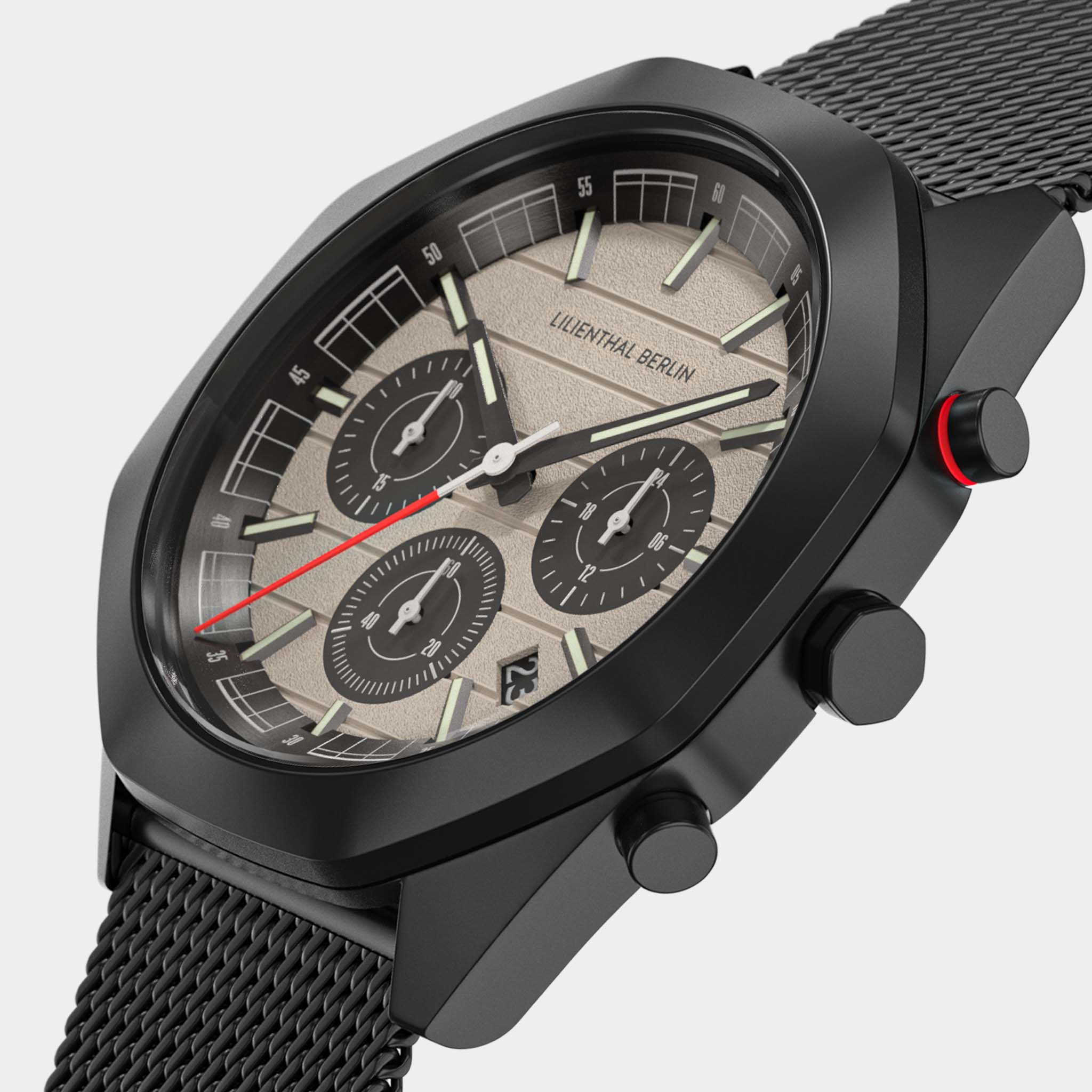 lilienthal-berlin-octachrono-black-sand-chronograph-40-mm-mit-mesh image 2