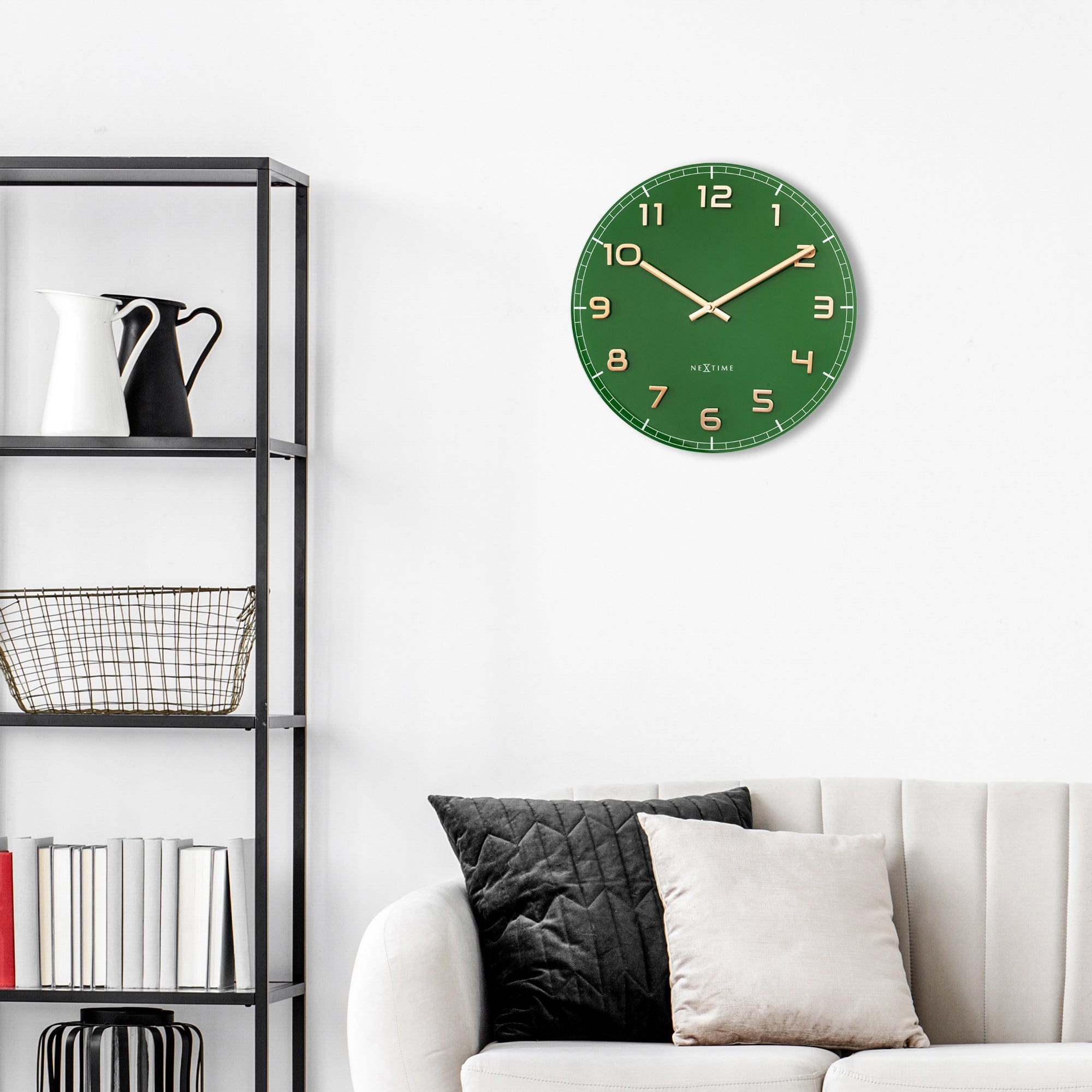 nextime-classy-medium-wanduhr-40cm-lautlos-glas-gr-n-kupfer-aluminium image 7