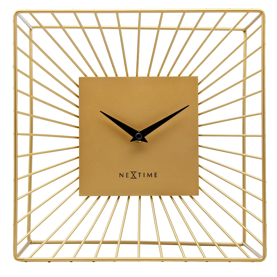 nextime-vasco-table-wand-tischuhr-25x25x12-cm-gold-metall image 1