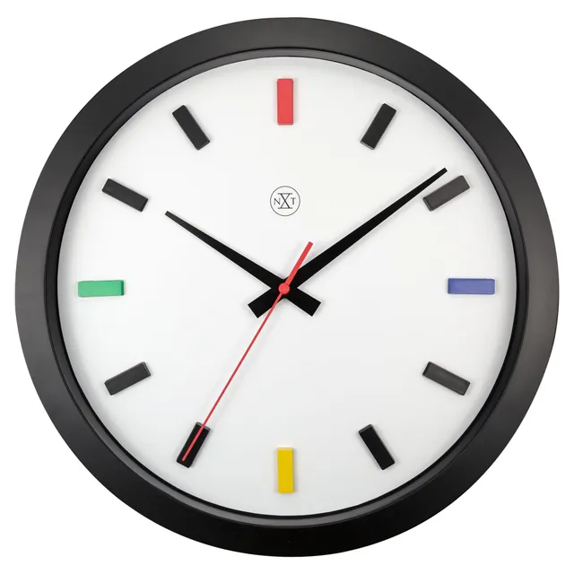 nextime-mix-wanduhr-36-cm-lautlos-kunststoff-schwarz-bunt image 1