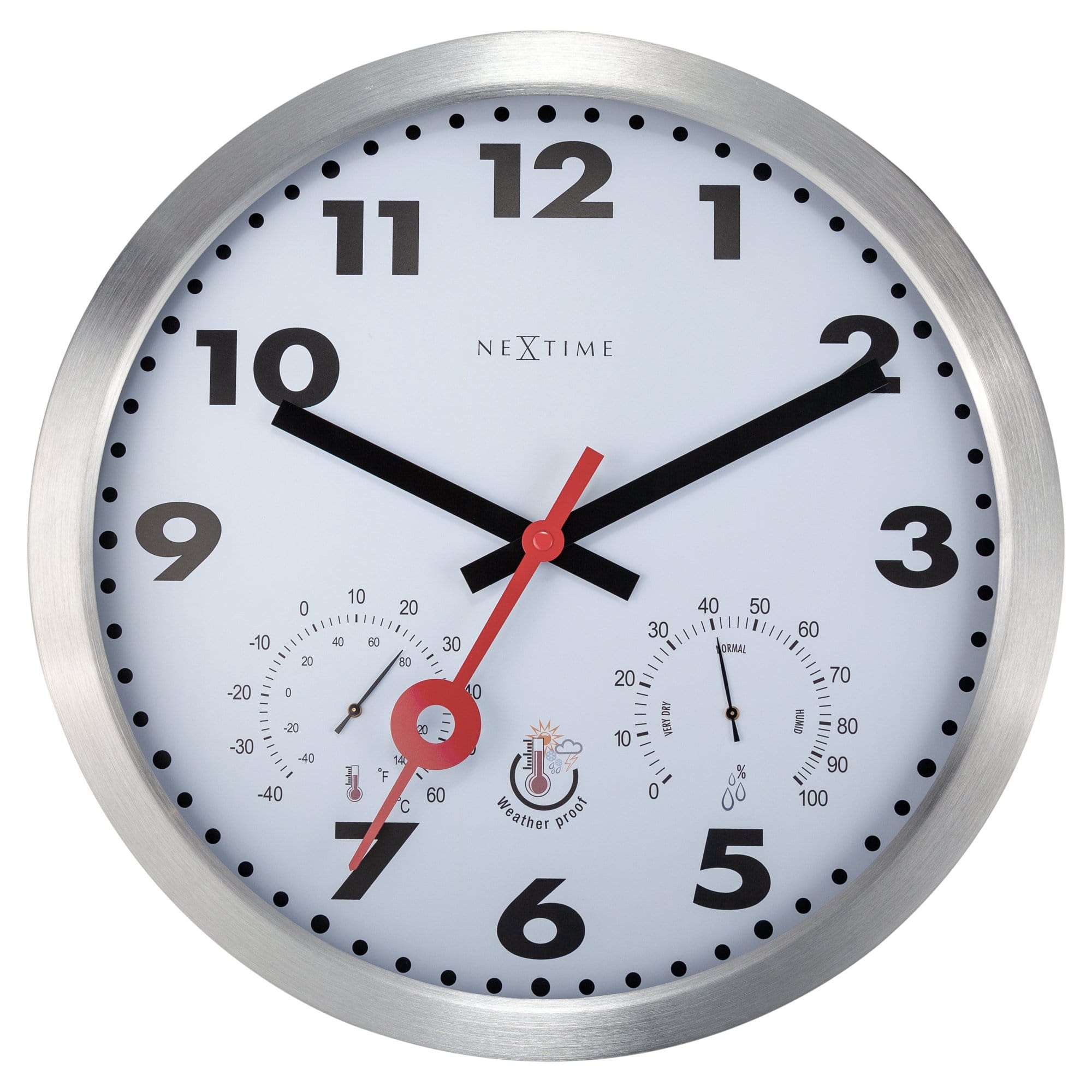 nextime-clematis-wetterstation-garten-wanduhr-35-cm-aluminium-wetterfest image 1