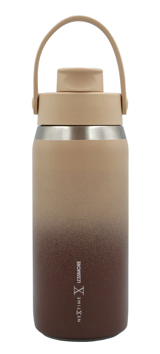 nextime-thermosflasche-segeltuch-design-schokoladenbraun-isolierflasche-edelstah image 1