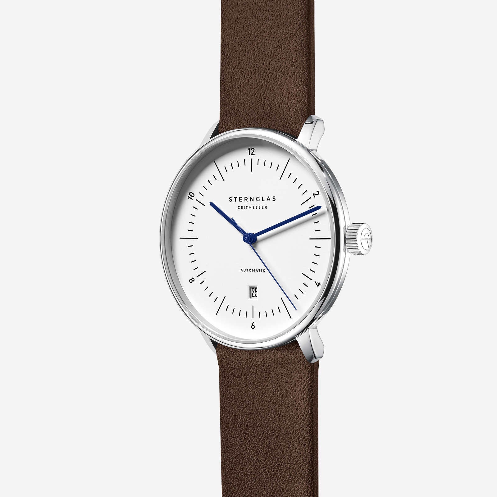 sternglas-naos-xl-automatik-herrenuhr-42-mm-silber-mit-lederarmband image 2