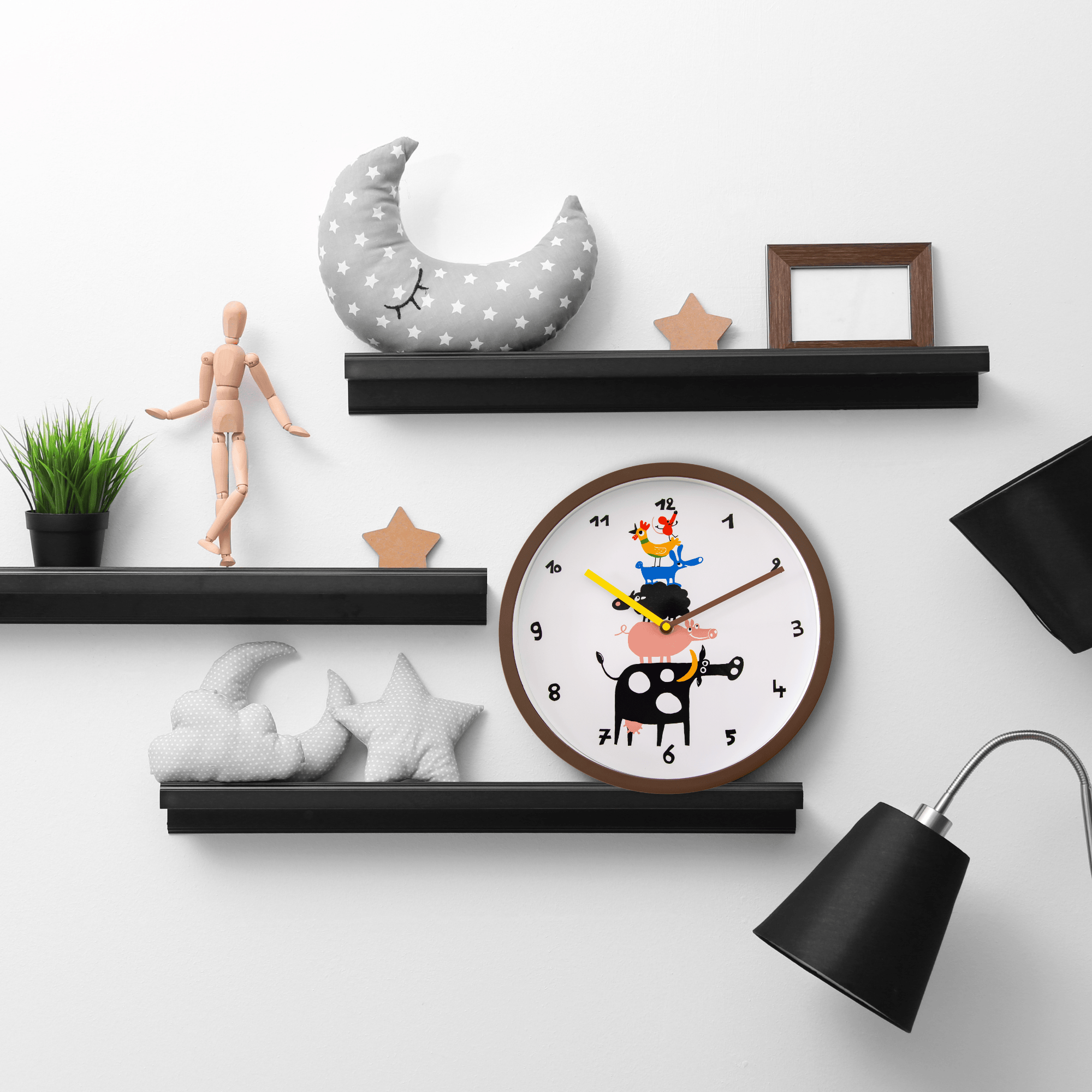 nextime-farmtime-kinder-wanduhr-30-cm-braun-wei-bauernhof image 4