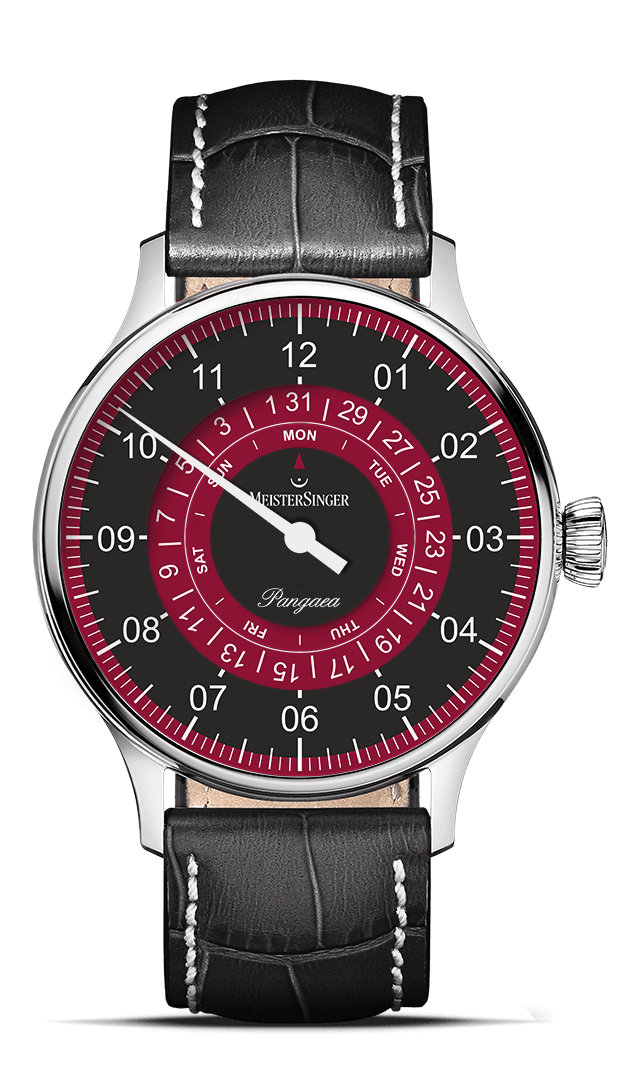meistersinger-pangaea-day-date-armbanduhr-schwarz-mit-bordeaux image 1