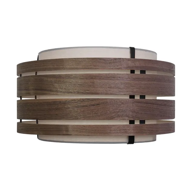 nextime-beam-lampenschirm-25-cm-holz-walnuss-stoff-grau image 1