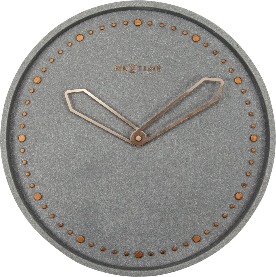 nextime-cross-designer-wanduhr-35-cm-polyresin-beton-mit-ros-gold image 1