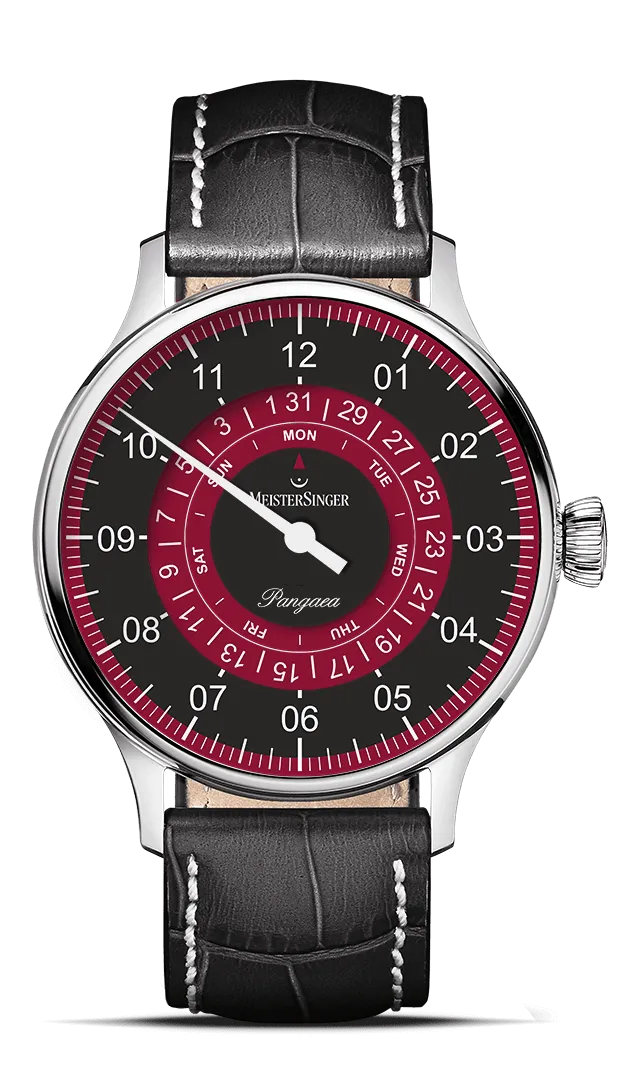 meistersinger-pangaea-day-date-armbanduhr-schwarz-mit-bordeaux image 1