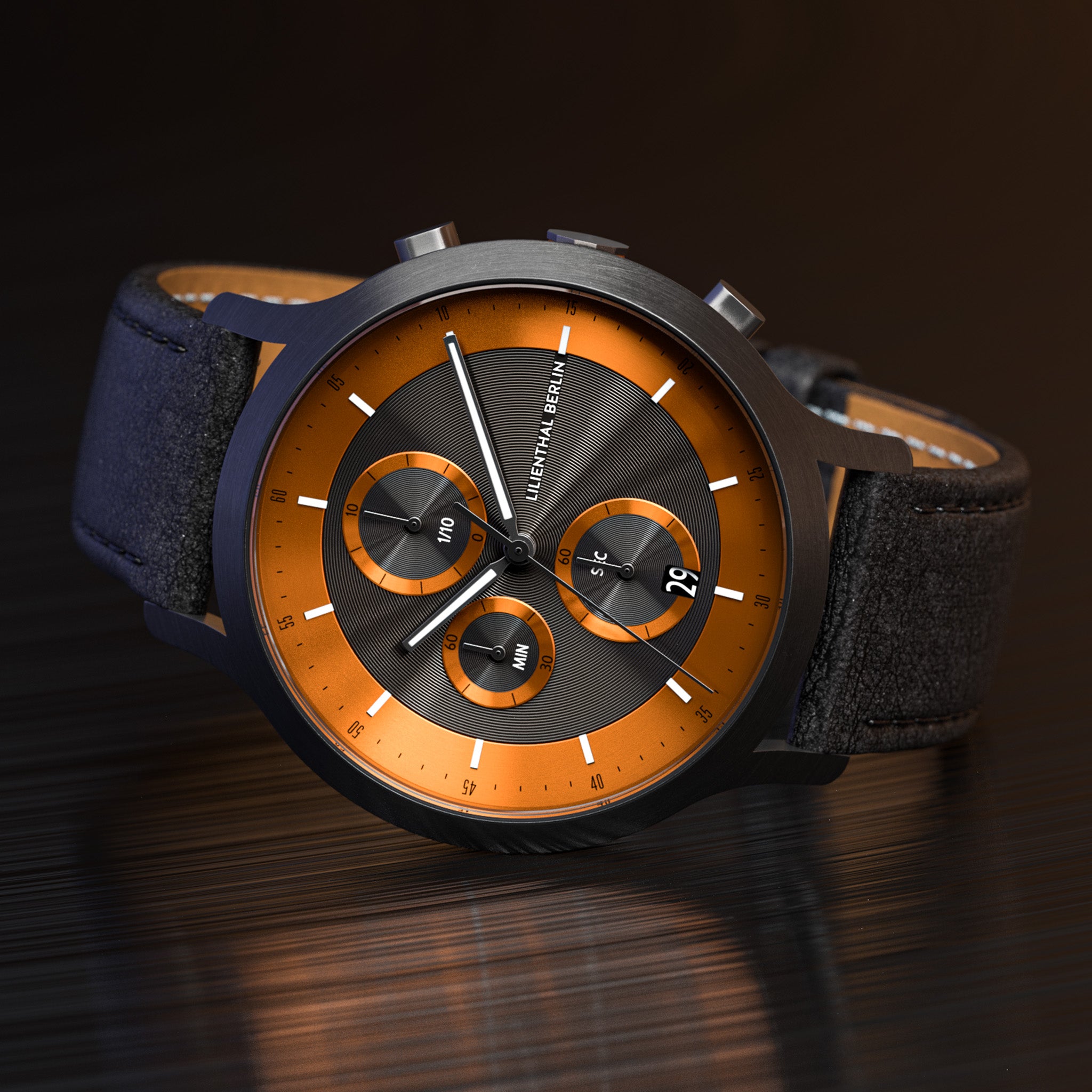 lilienthal-berlin-chronograph-lp-dark-silver-orange-edelstahl-chronograph image 3