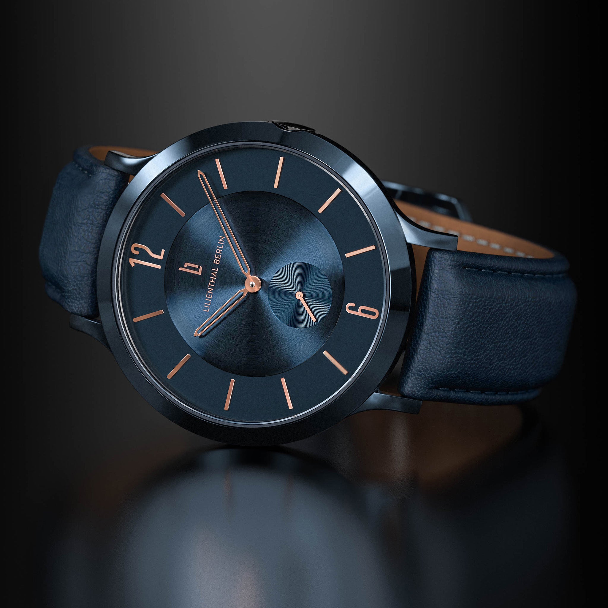 lilienthal-berlin-the-classic-armbanduhr-blue-rose-gold image 3