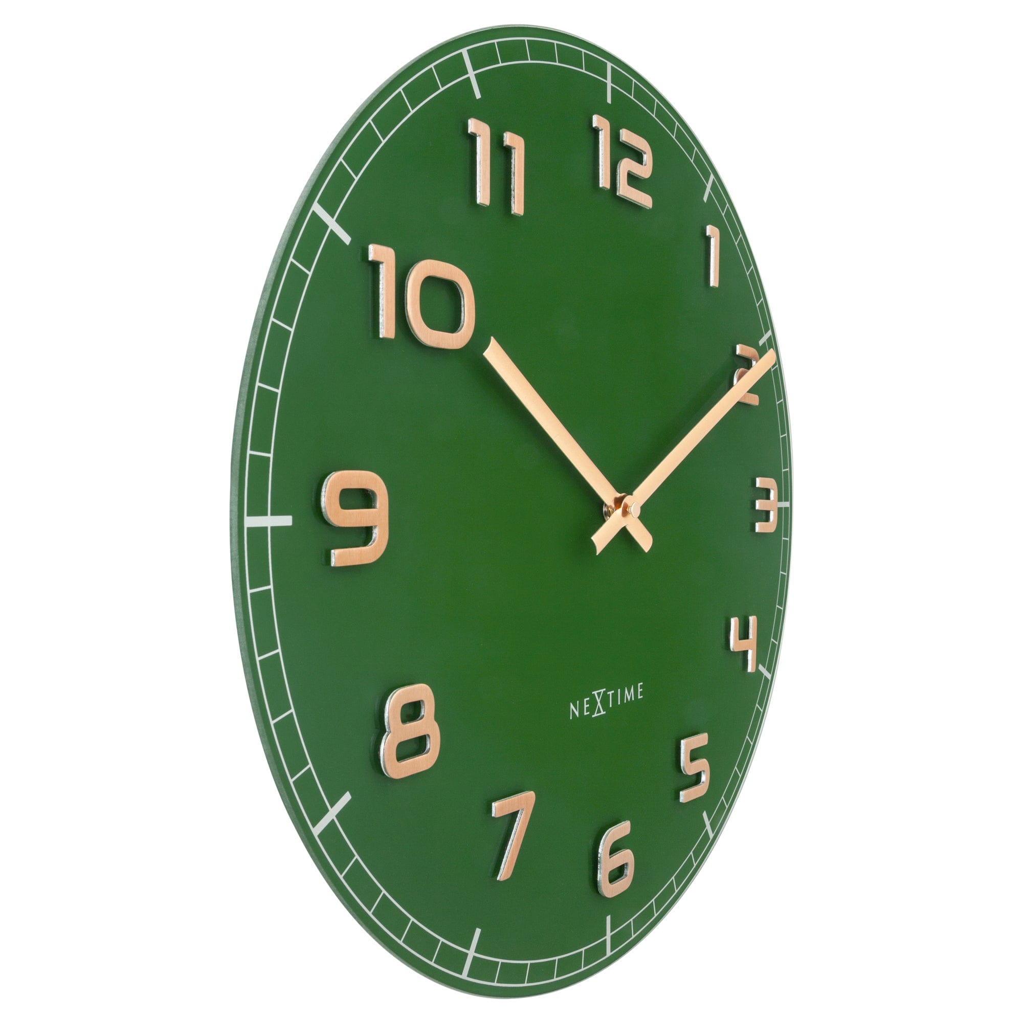 nextime-classy-medium-wanduhr-40cm-lautlos-glas-gr-n-kupfer-aluminium image 2