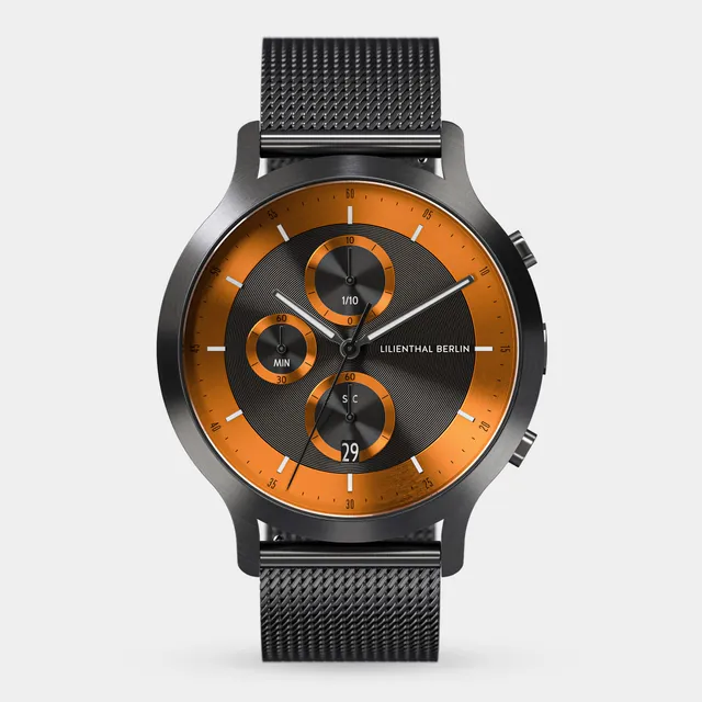 lilienthal-berlin-chronograph-lp-herrenuhr-dark-silver-orange image 1