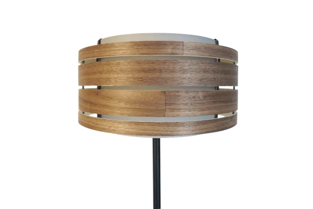 nextime-lampenschirm-l-holz-stoff-406-mm-walnuss-schwarz image 1