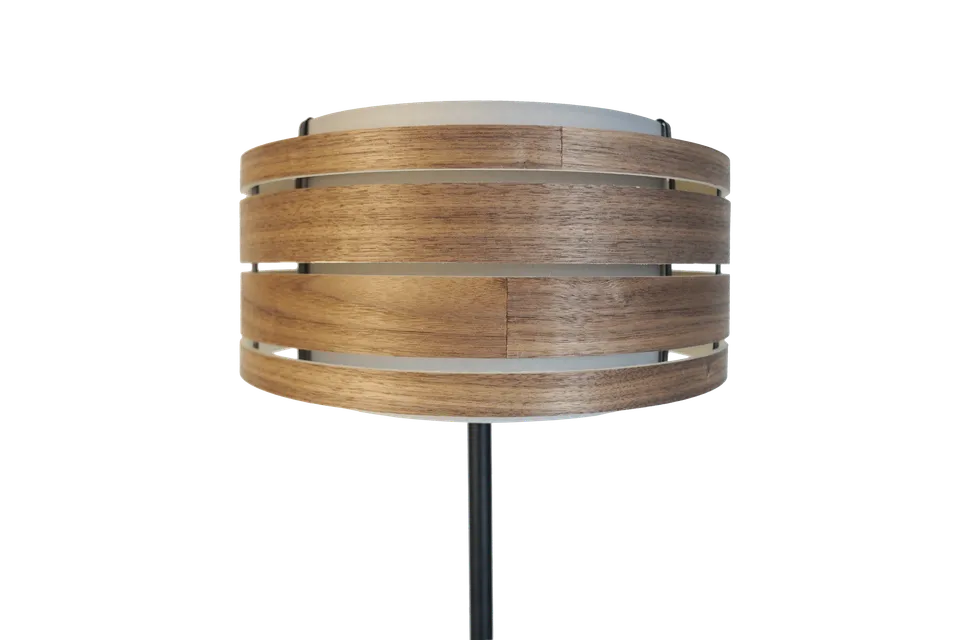 nextime-lampenschirm-l-holz-stoff-406-mm-walnuss-schwarz image 1